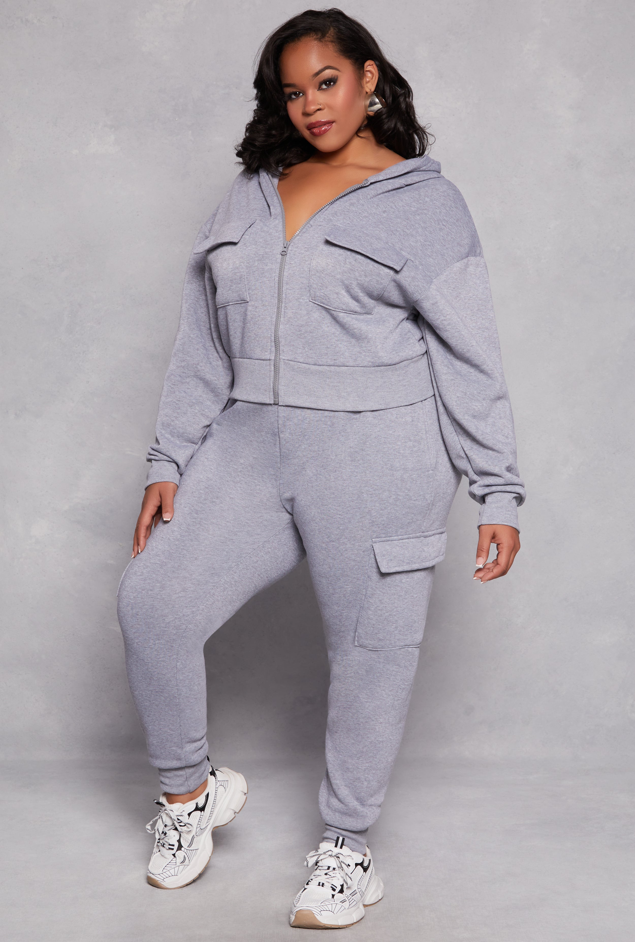 Plus Size Fleece Lined Cargo Joggers、mySite、camillekostekn