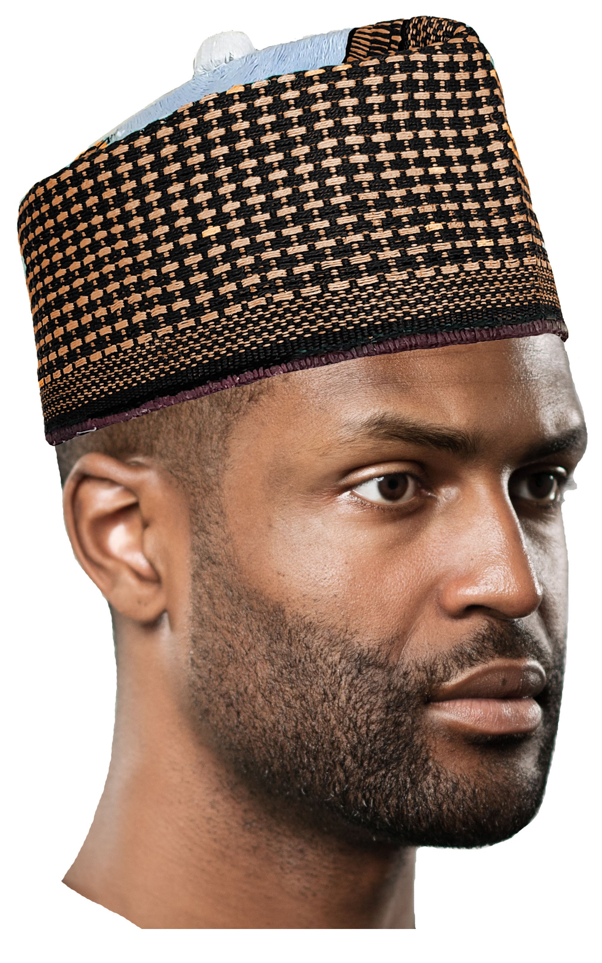 Yakubu Black and Gold Hausa Mallam Cap Fulani Hula Hand-Crafted African Traditional Kufi hat DPH630、mySite、solidvoid