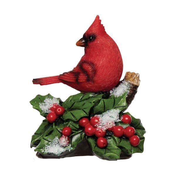Cardinal Sitting on Holly or Poinsettias 5 in、mySite、g9winljtr