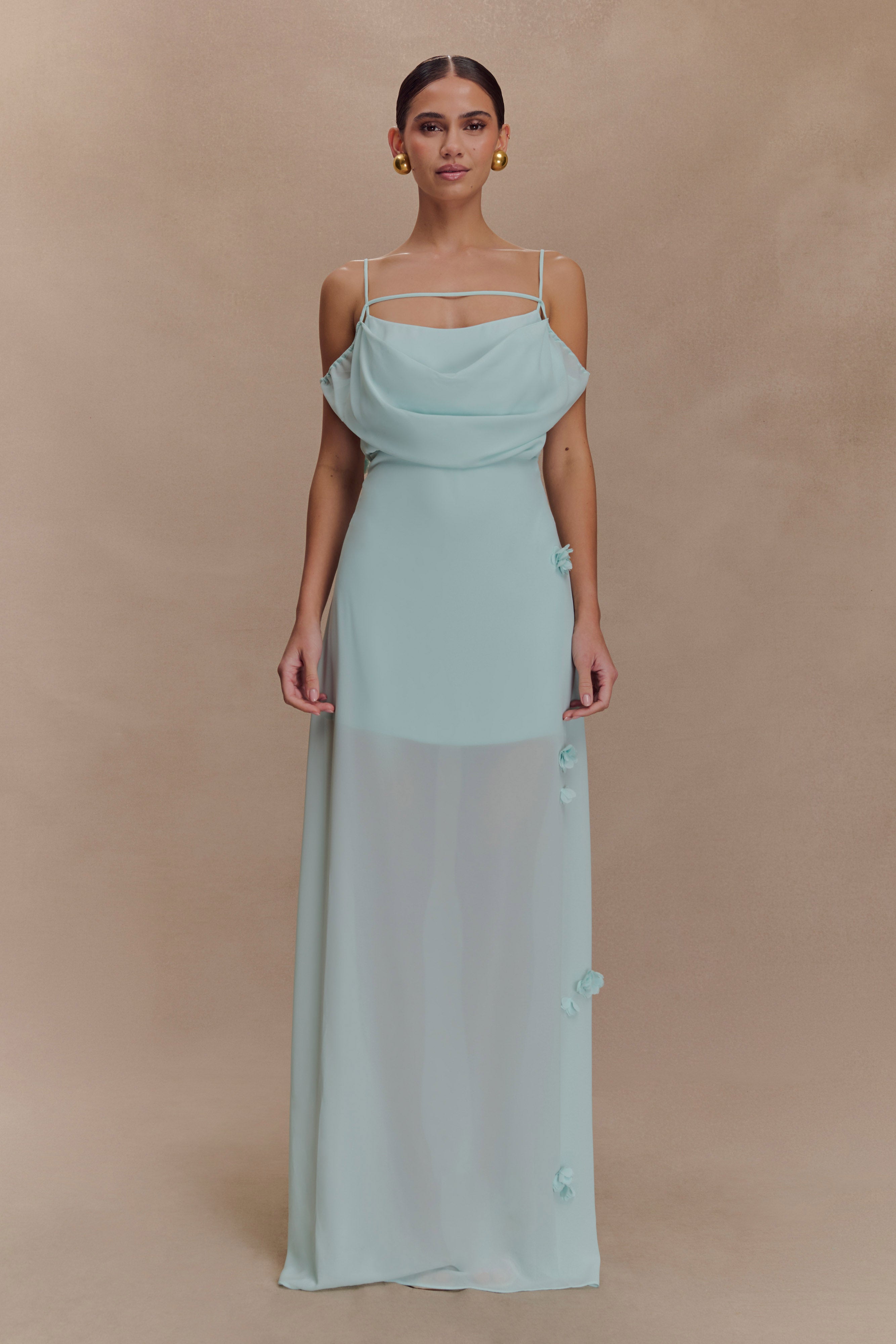 Rosalie Floral Chiffon Maxi Dress - Lagoon、mySite、solidvoid