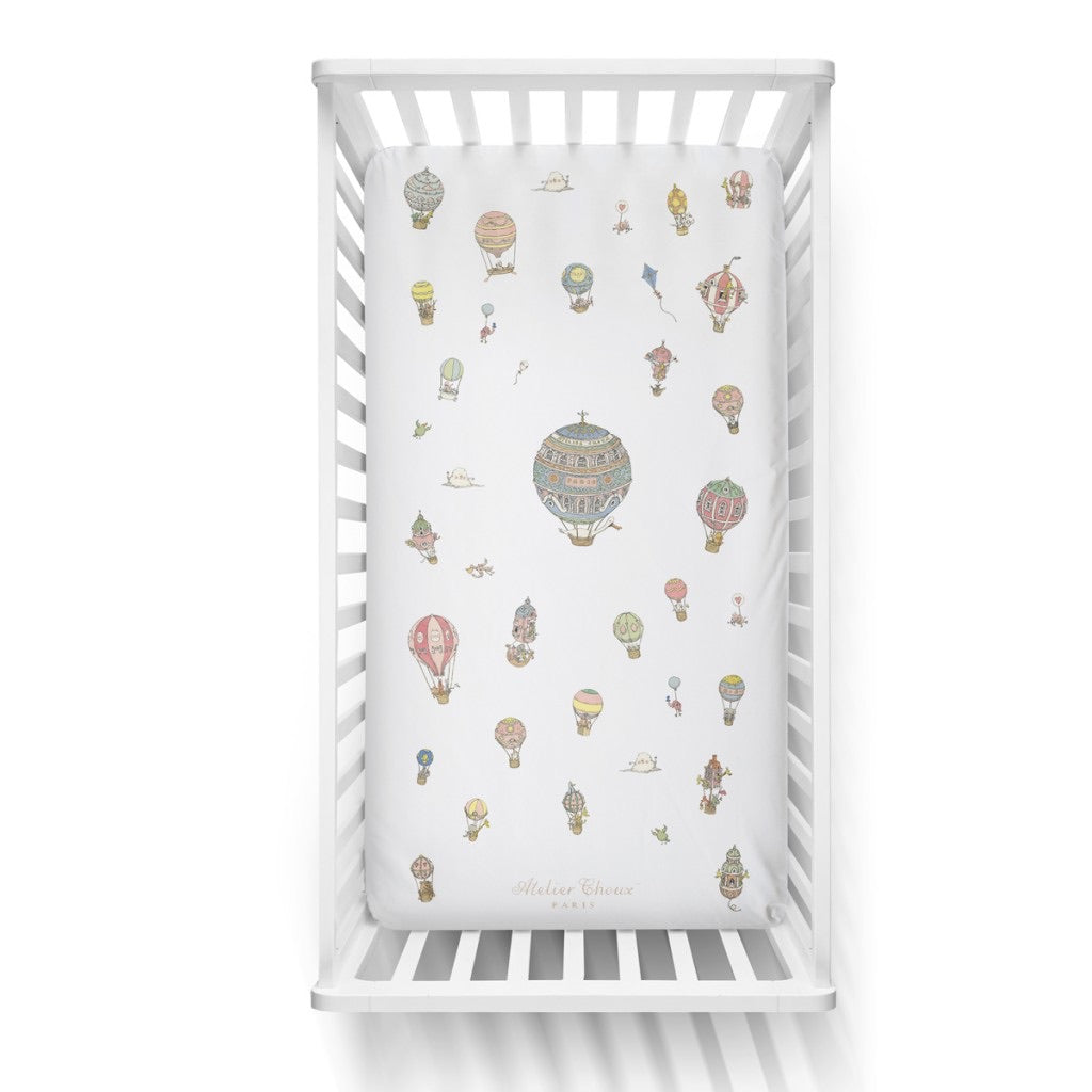  Atelier Choux Hot Air Balloon Satin Crib Sheet、mySite、elrpsem3k
