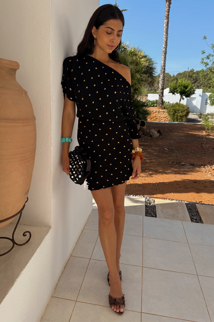 Black Plisse Mini Tilly Dress、mySite、solidvoid