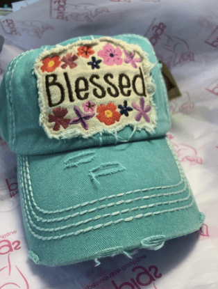 Blessed Distressed Floral Hat*、mySite、g9winljtr