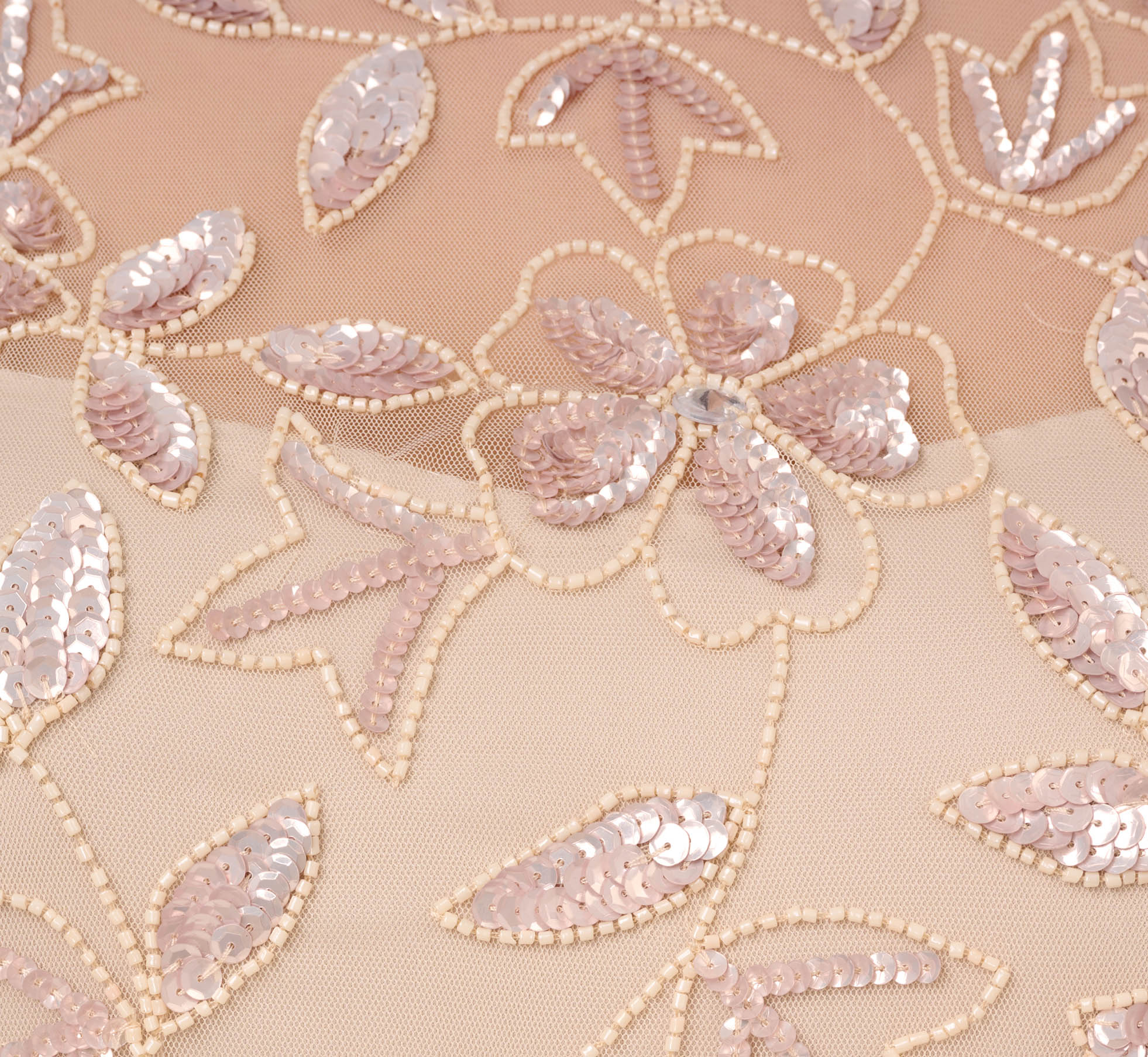 Plus Size Illusion Floral Beaded Gown With Sheer Long Sleeves In Latte、mySite、solidvoid