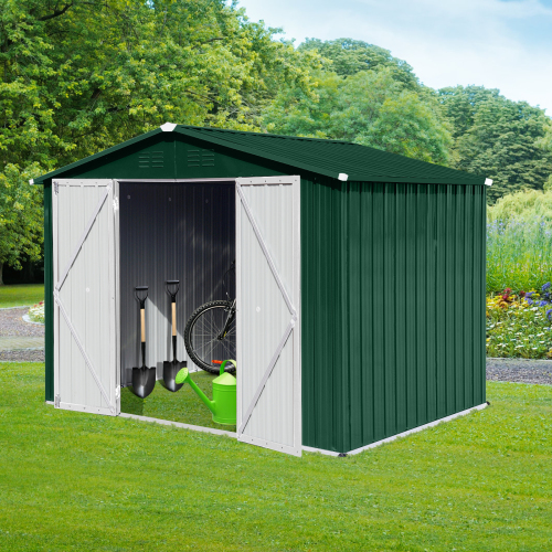 Metal garden sheds 8ft×6ft outdoor storage sheds Brown + Black、、eastwooduniform