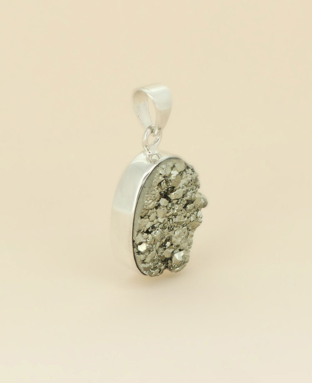 Sterling Silver Pyrite Cluster Gemstone Pendant、mySite、topwebapps