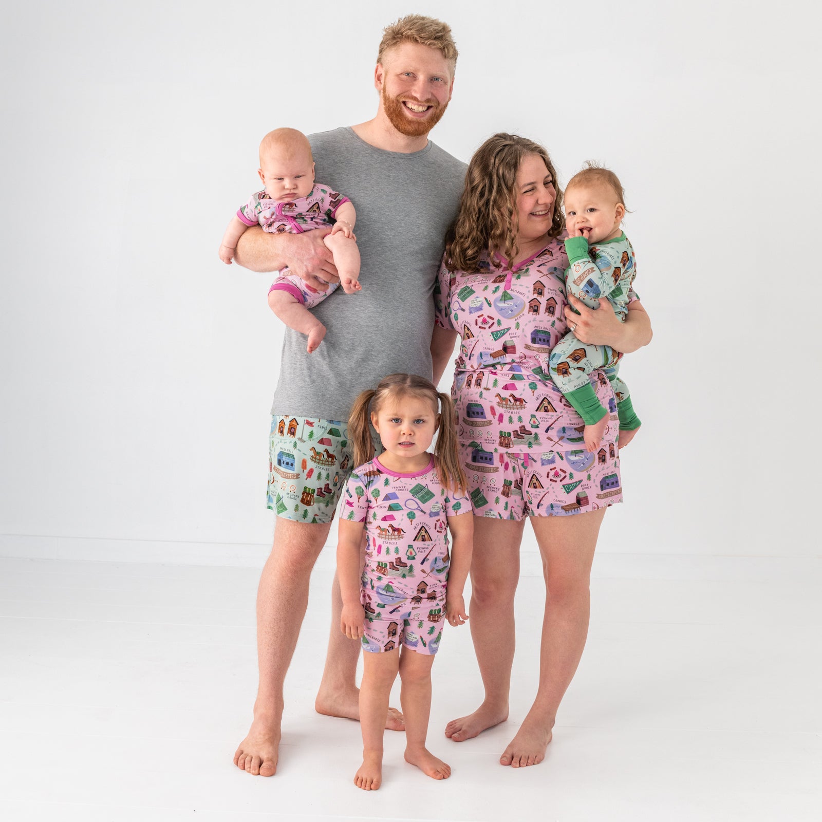 Pink Camp Sleepies Two-Piece Short Sleeve & Shorts Pajama Set、mySite、g9winljtr