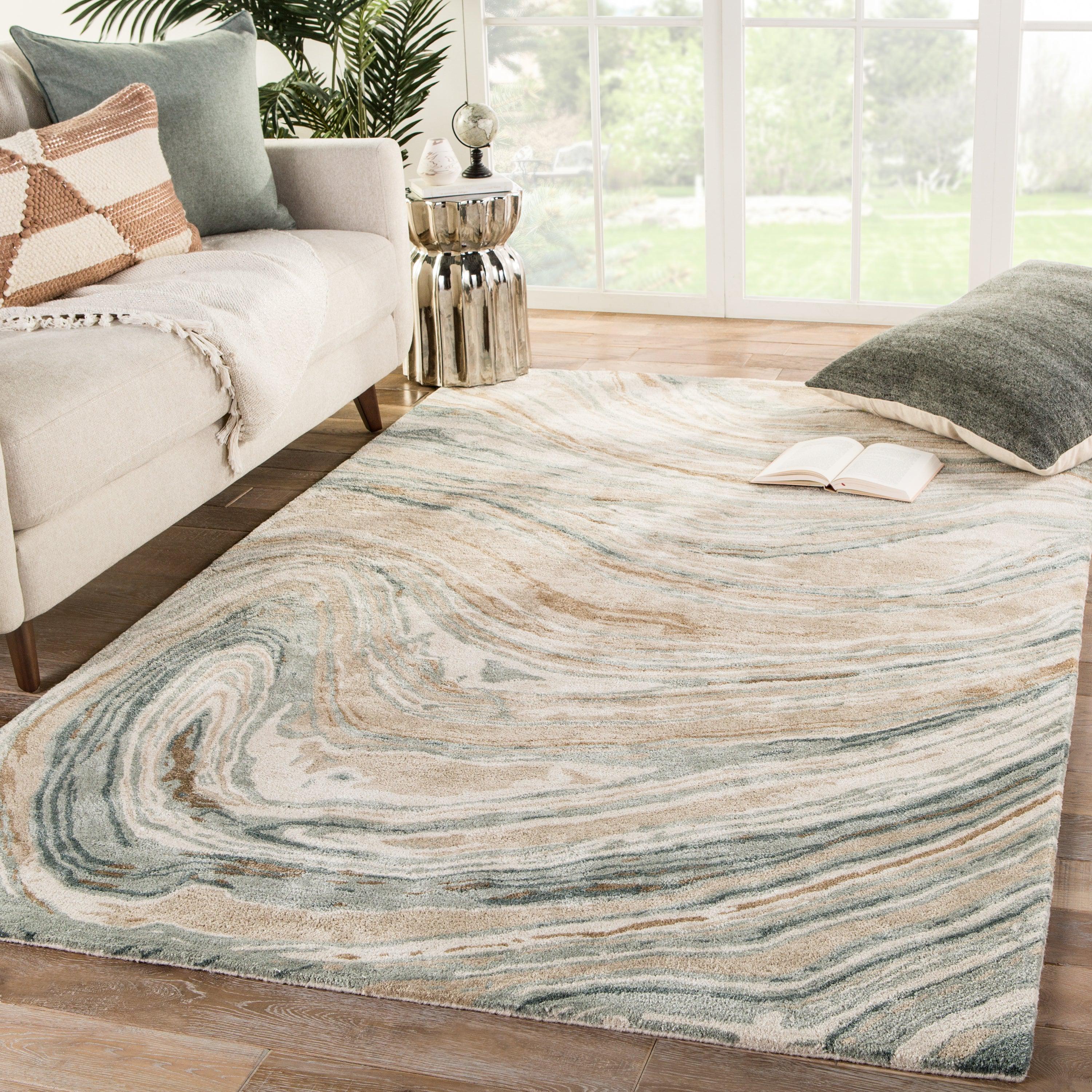 Atha Handmade Abstract Tan Green Area Rug、mySite、gigharbornorthrealestate