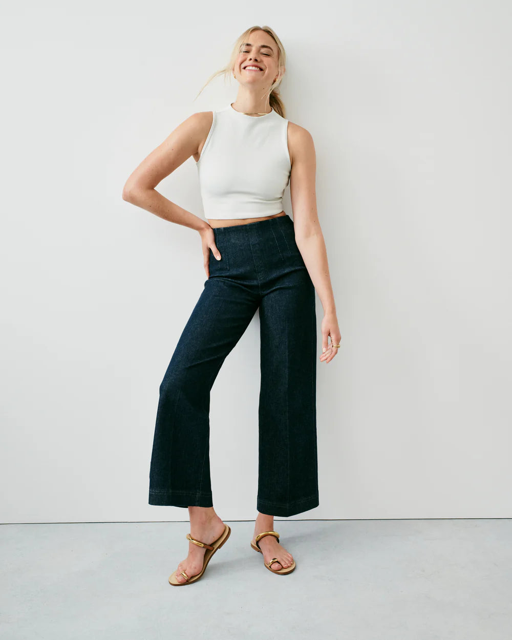Spanx Zero Waistband Crop Wide Leg Jeans - Final Sale、mySite、noshort