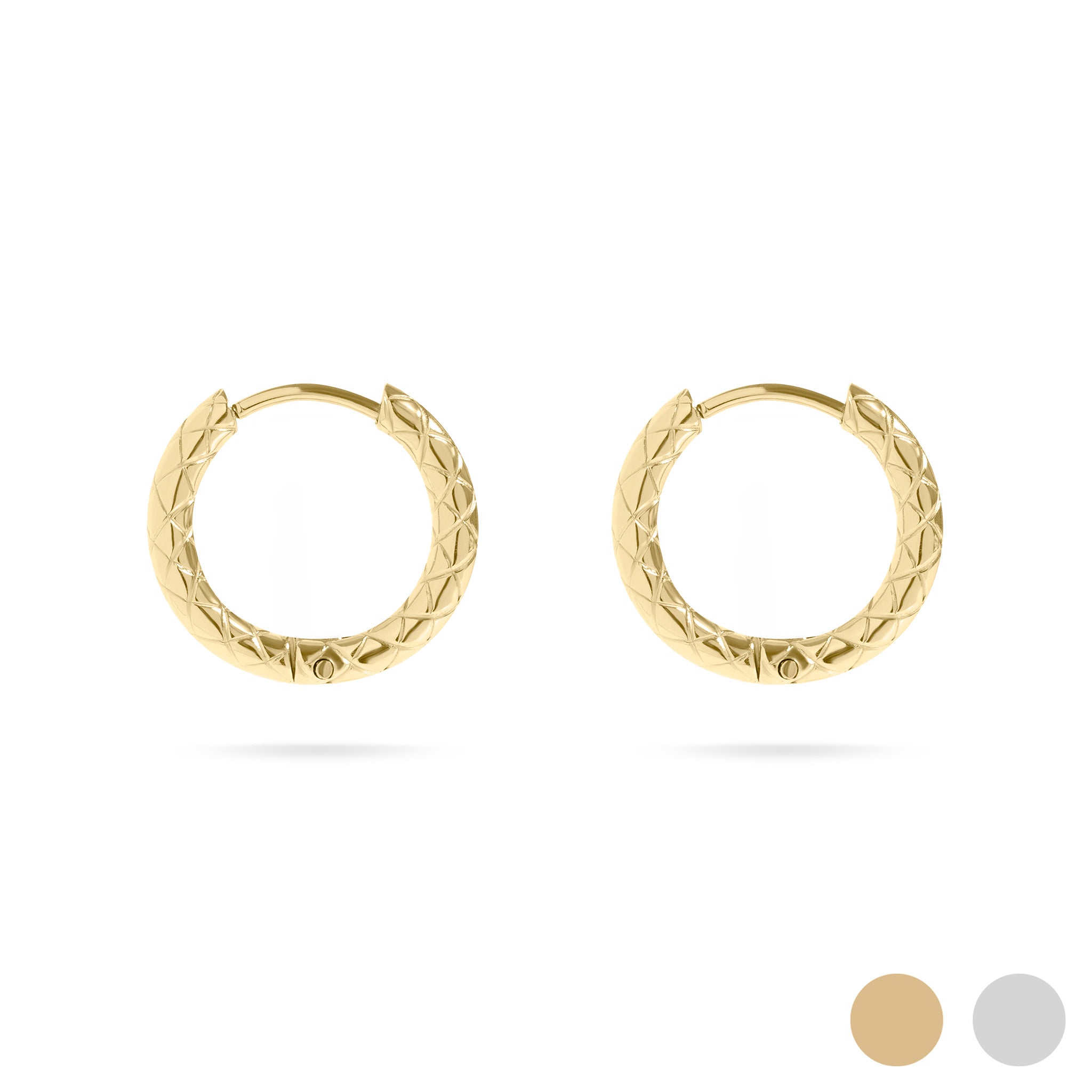18K Gold PVD Stainless Steel Textured Huggie Hoop Earrings / ERJ0025、mySite、dreamappss