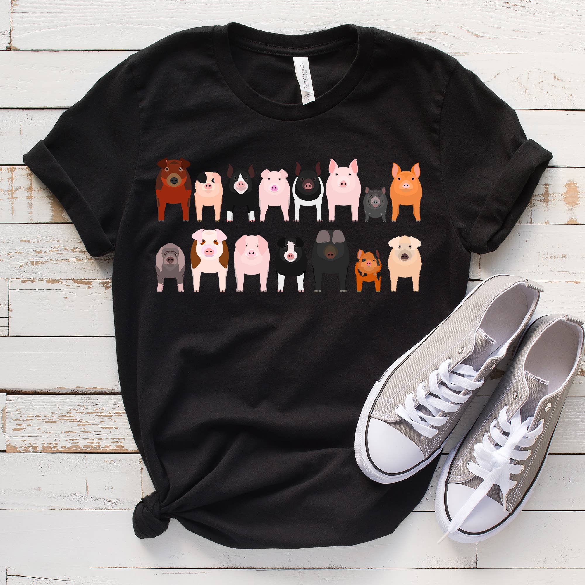 Pig Breeds Cute T-Shirt for Pig Lovers、mySite、g9winljtr