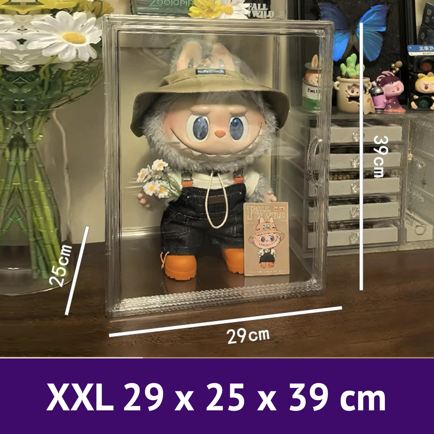  Clear Display Shelf, Protective Dust-proof Display Container Perfect for POP MART Labubu Plush Toys、mySite、greenlandpopulation