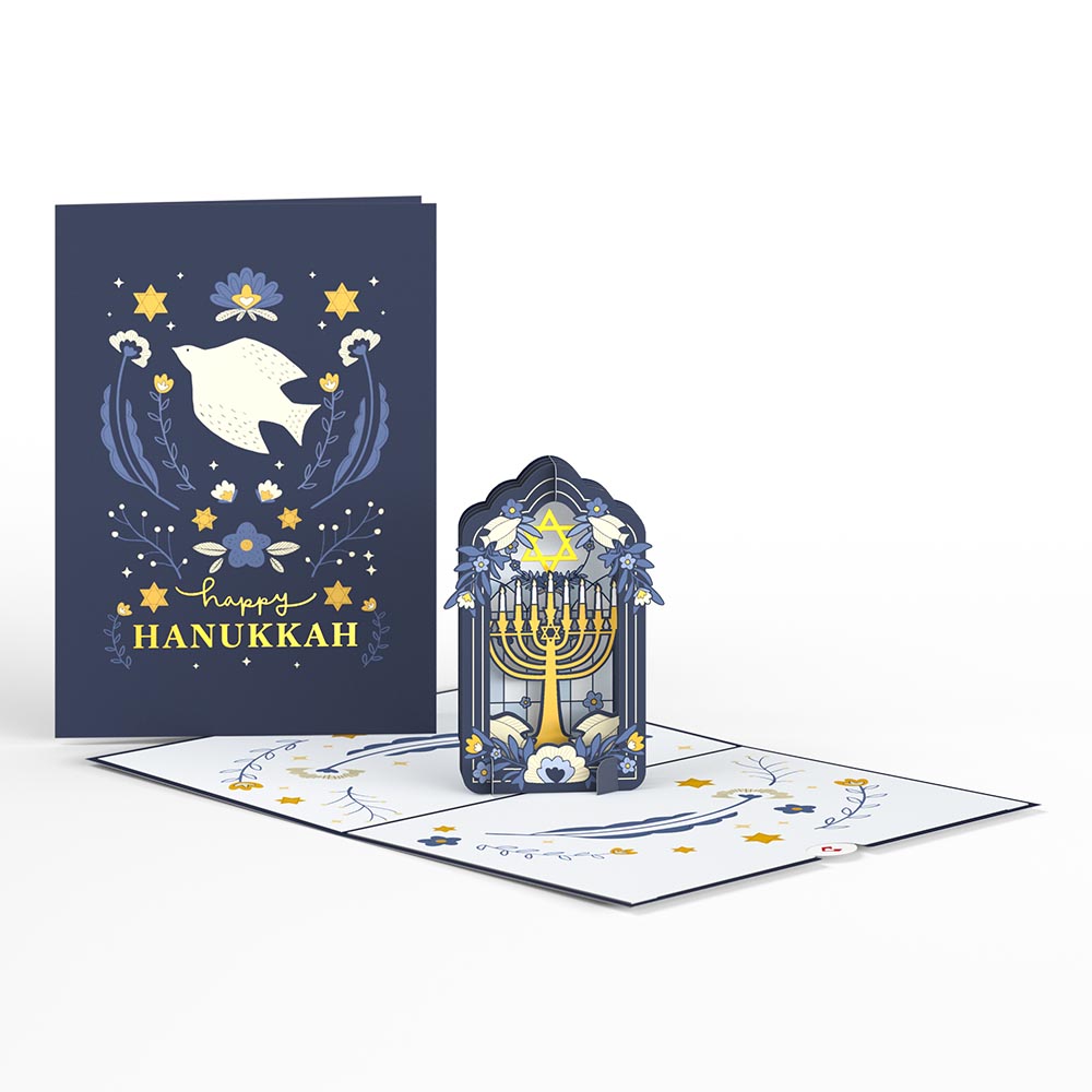 Elegant Stained Glass Hanukkah Pop-Up Card、mySite、solidvoid