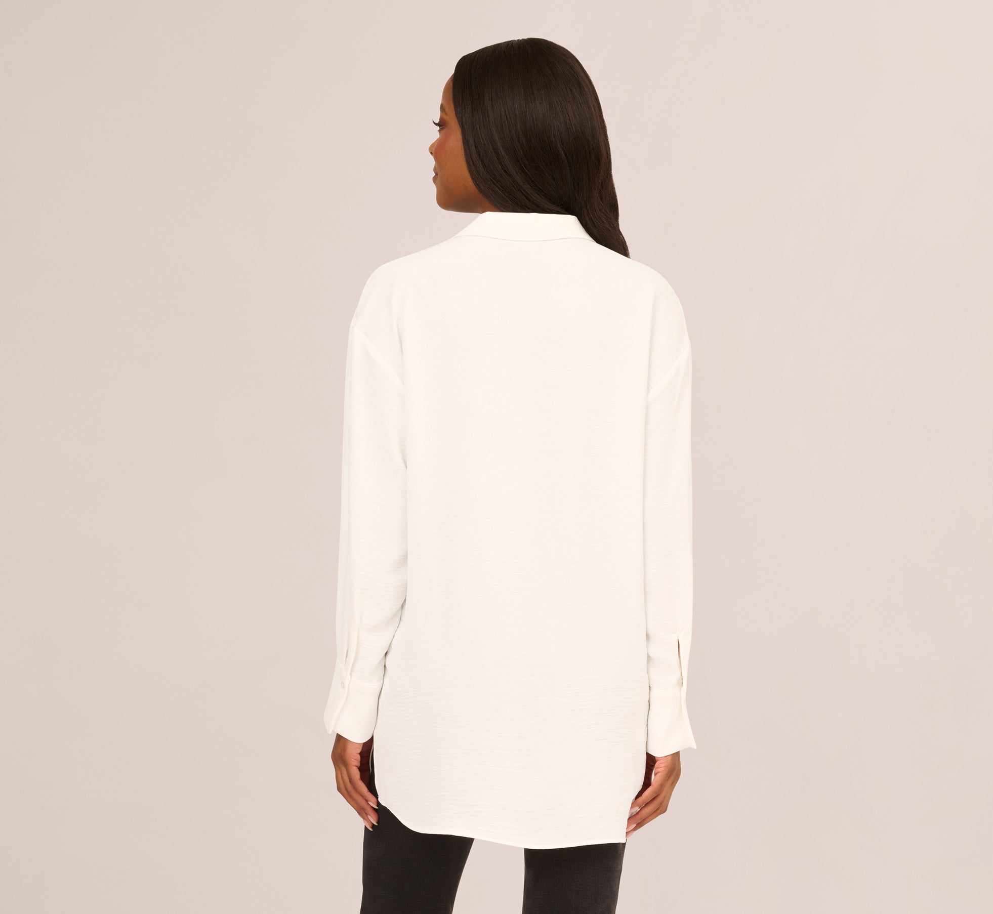 Long Sleeve Button Front Airflow Blouse In Ivory、mySite、solidvoid