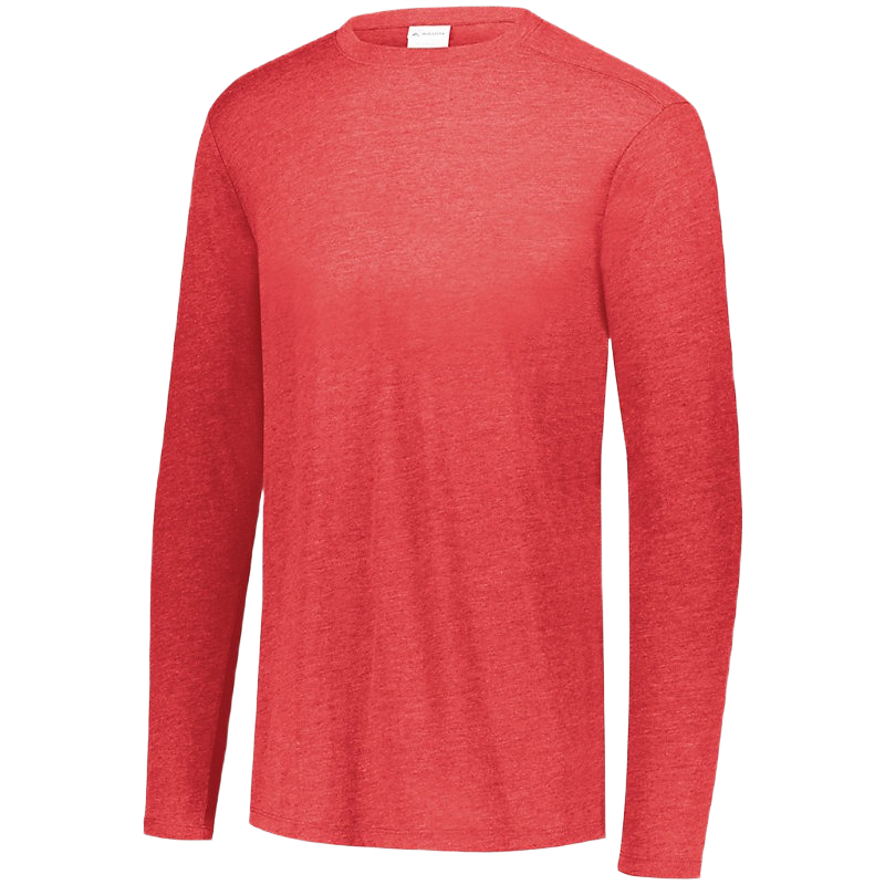 Augusta Youth Long Sleeve Tri-Blend Tee - Red Heather、mySite、noshort