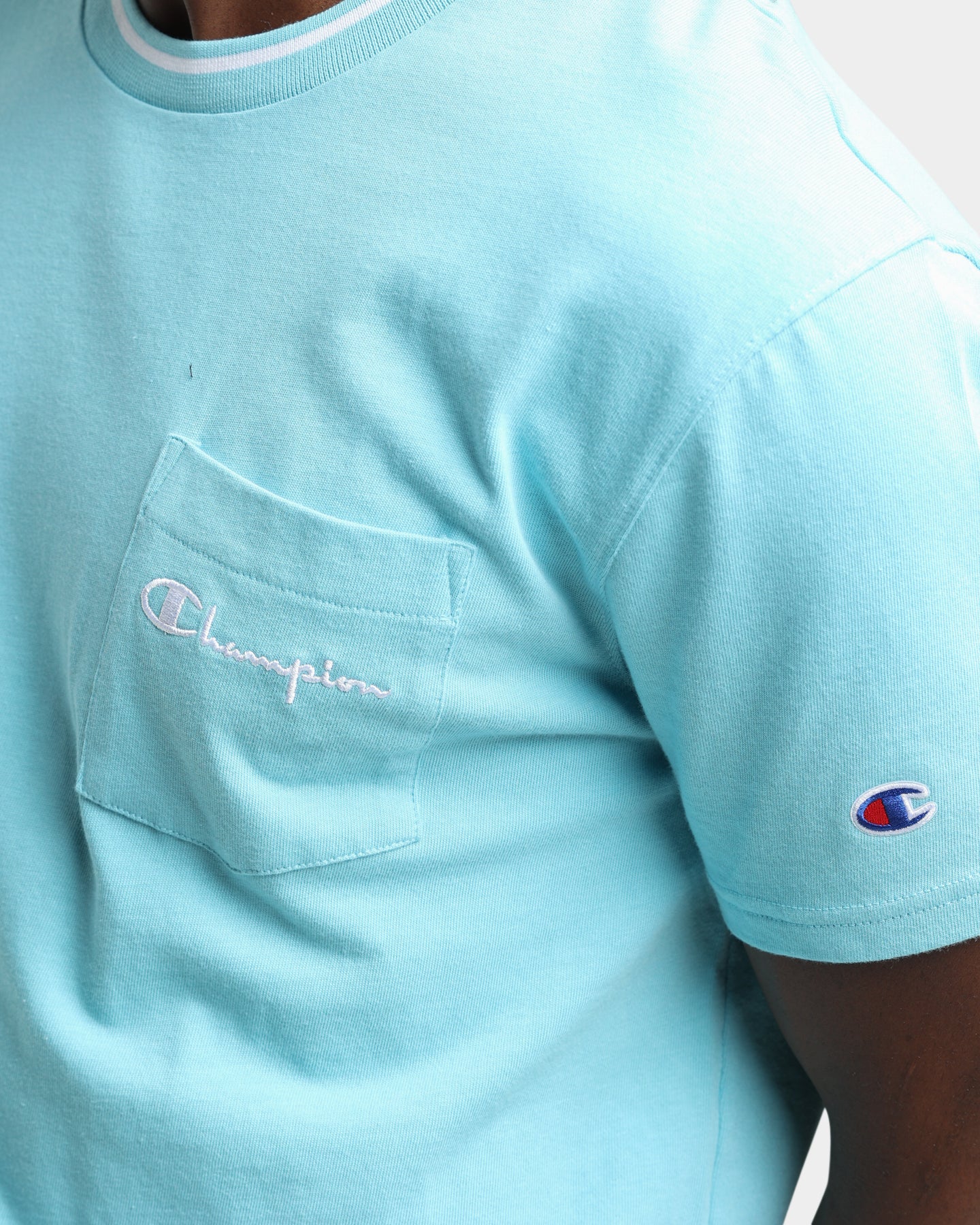 Champion HT Tip Chest Pocket T-Shirt Amazing Aqua、mySite、zt4zffjzw