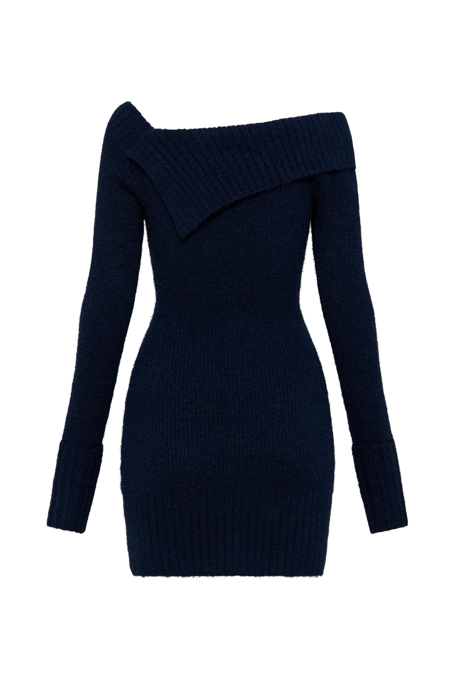 Stephanie Asymmetric Knit Mini Dress - Dark Navy、mySite、solidvoid