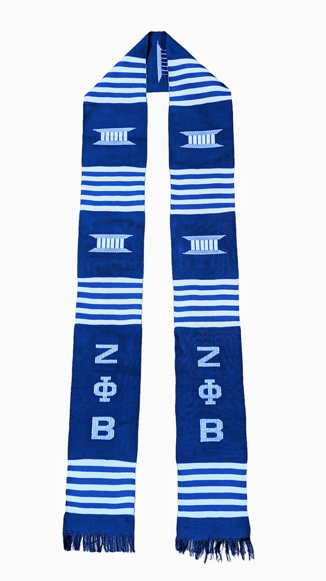 Dupsie's Zeta Azure Elegance Blue and White Kente Special occasions Graduation Stole Sash DPZPB100S、mySite、solidvoid