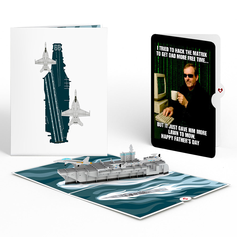 U.S. Aircraft Carrier Father's Day Pop-Up Card and Matrix Hacker Sentiment Set、mySite、solidvoid