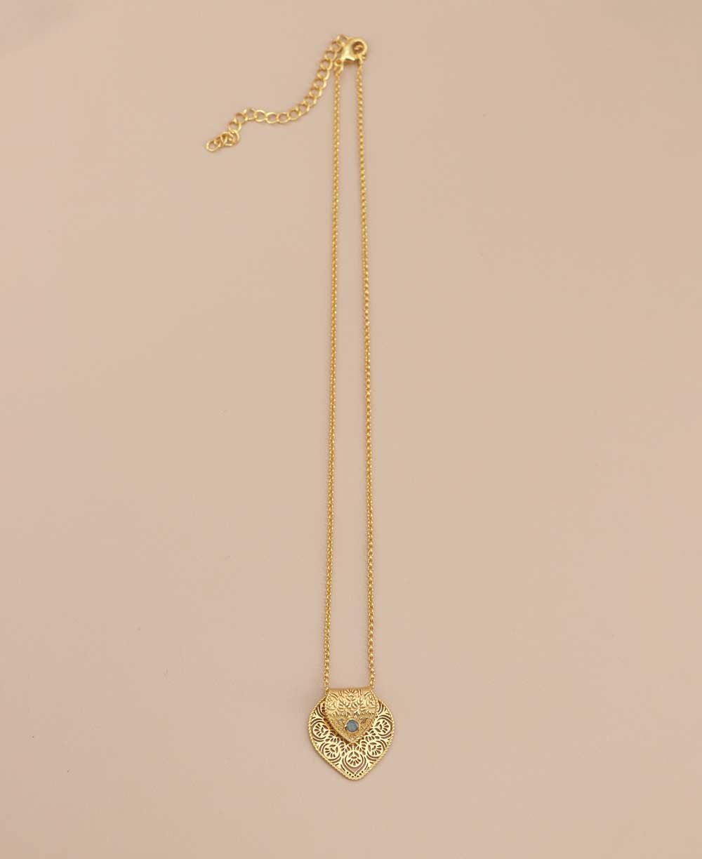 Gold Plated Brass Lotus Petal Mandala Necklace with Labradorite Accent、mySite、topwebapps