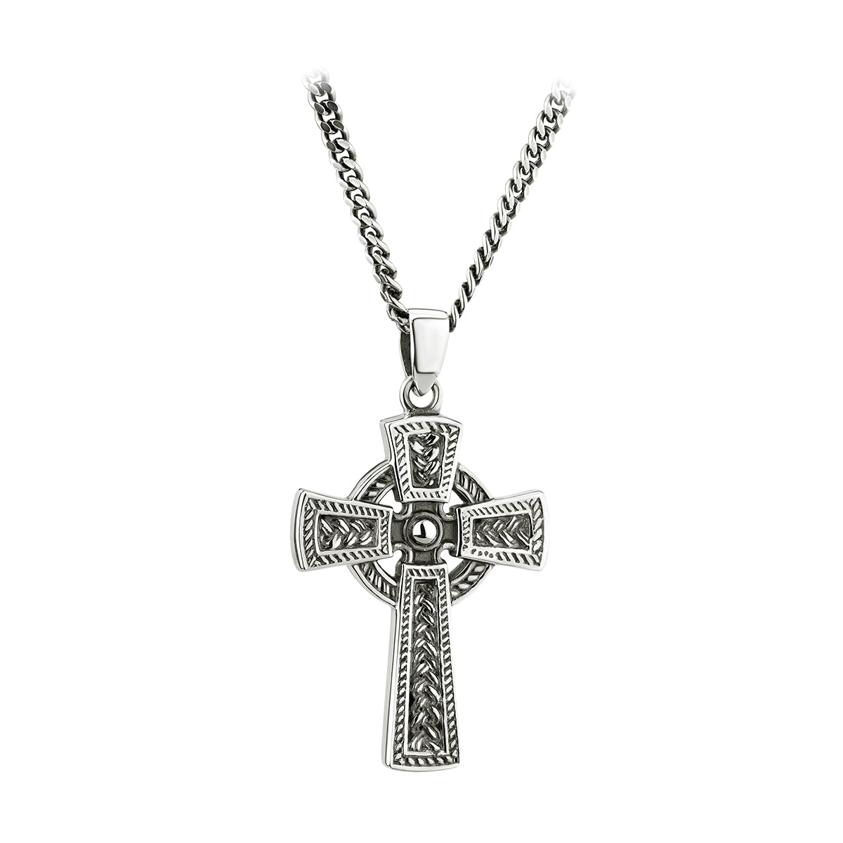Mens Sterling Silver Oxidised Celtic Cross Pendant、mySite、botmansion