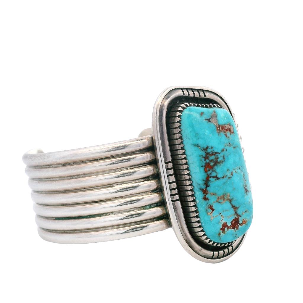 Estate Sterling Silver Treated Turquoise Cuff Bracelet、mySite、botmansion