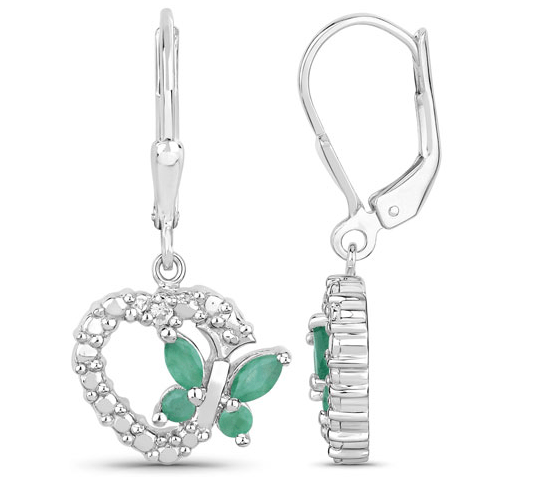 Butterfly and Heart Earrings Genuine Gemstones 925 Sterling Silver、mySite、g9winljtr