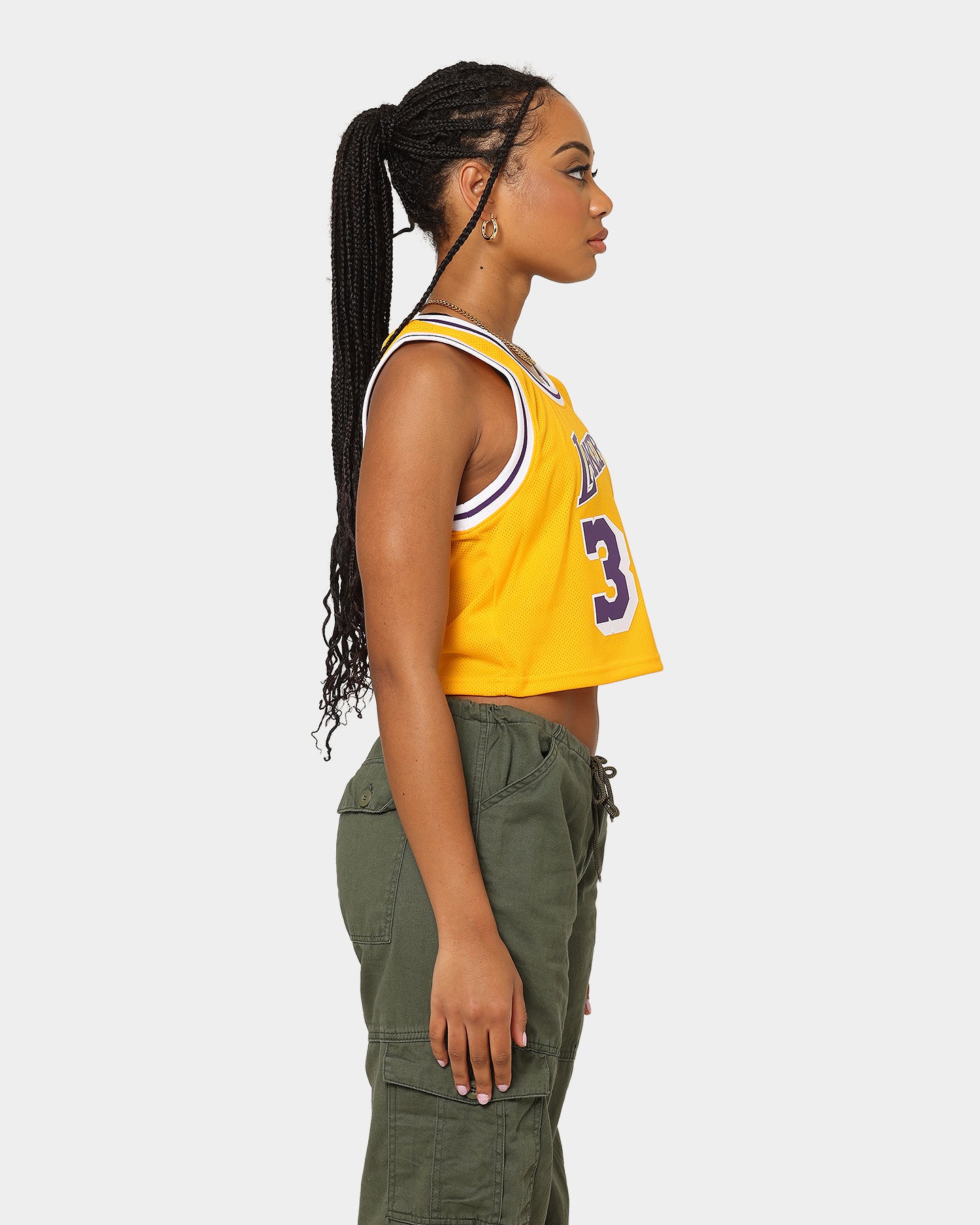 Mitchell & Ness Women's Los Angeles Lakers Earvin Magic Johnson #32 NBA Cropped Jersey Yellow/Purple、mySite、zt4zffjzw