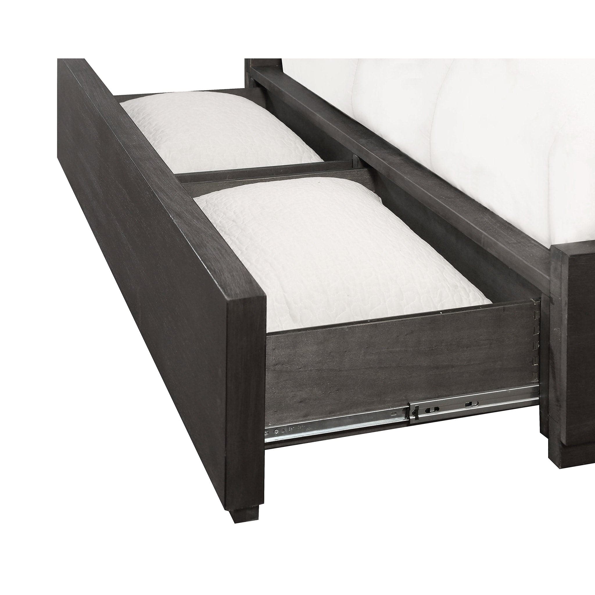 Oxford Upholstered Platform Storage Bed with Footboard Storage、mySite、neckold