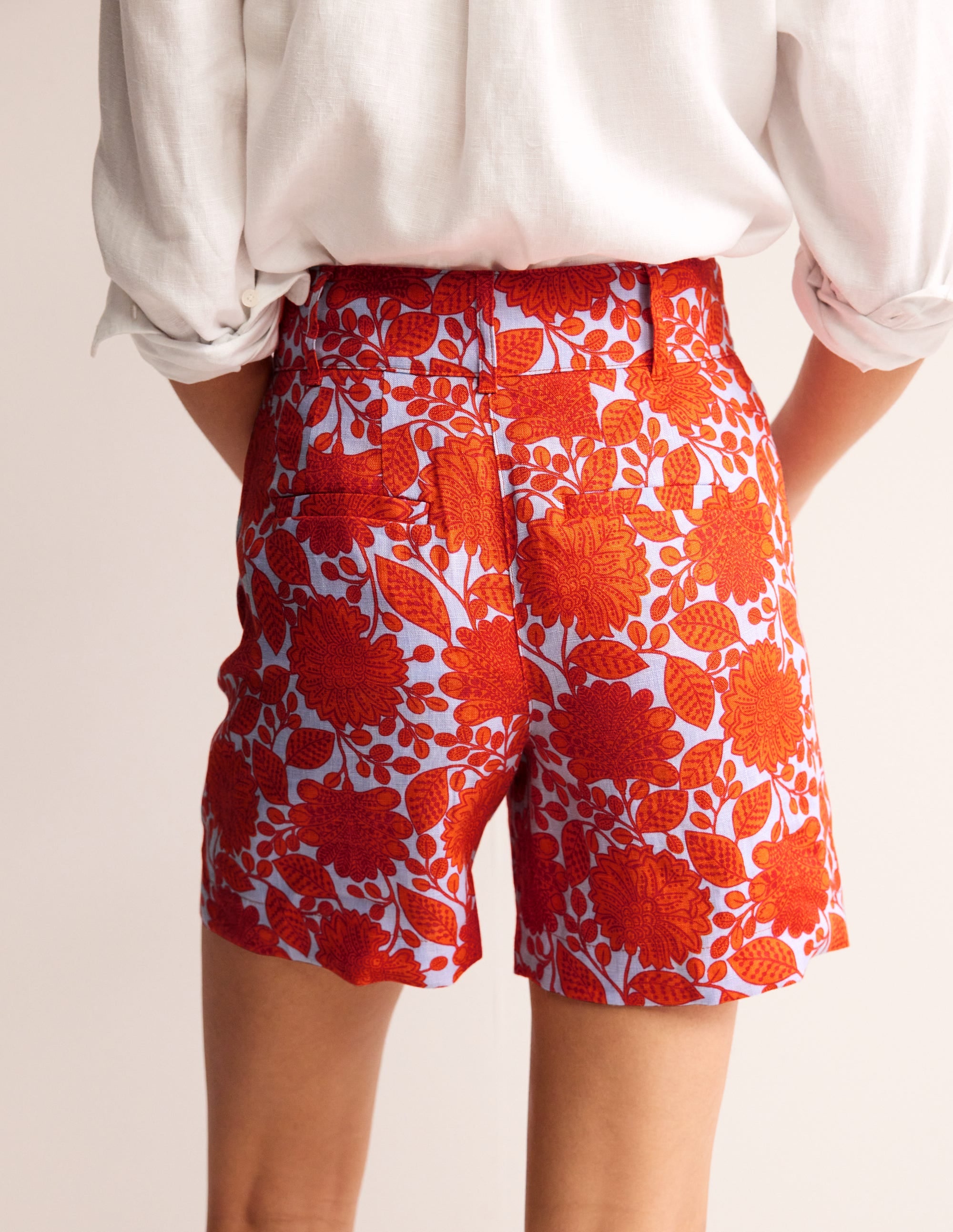  Westbourne Linen Shorts-Firecracker, Gardenia Swirl、mySite、ashleygrahame