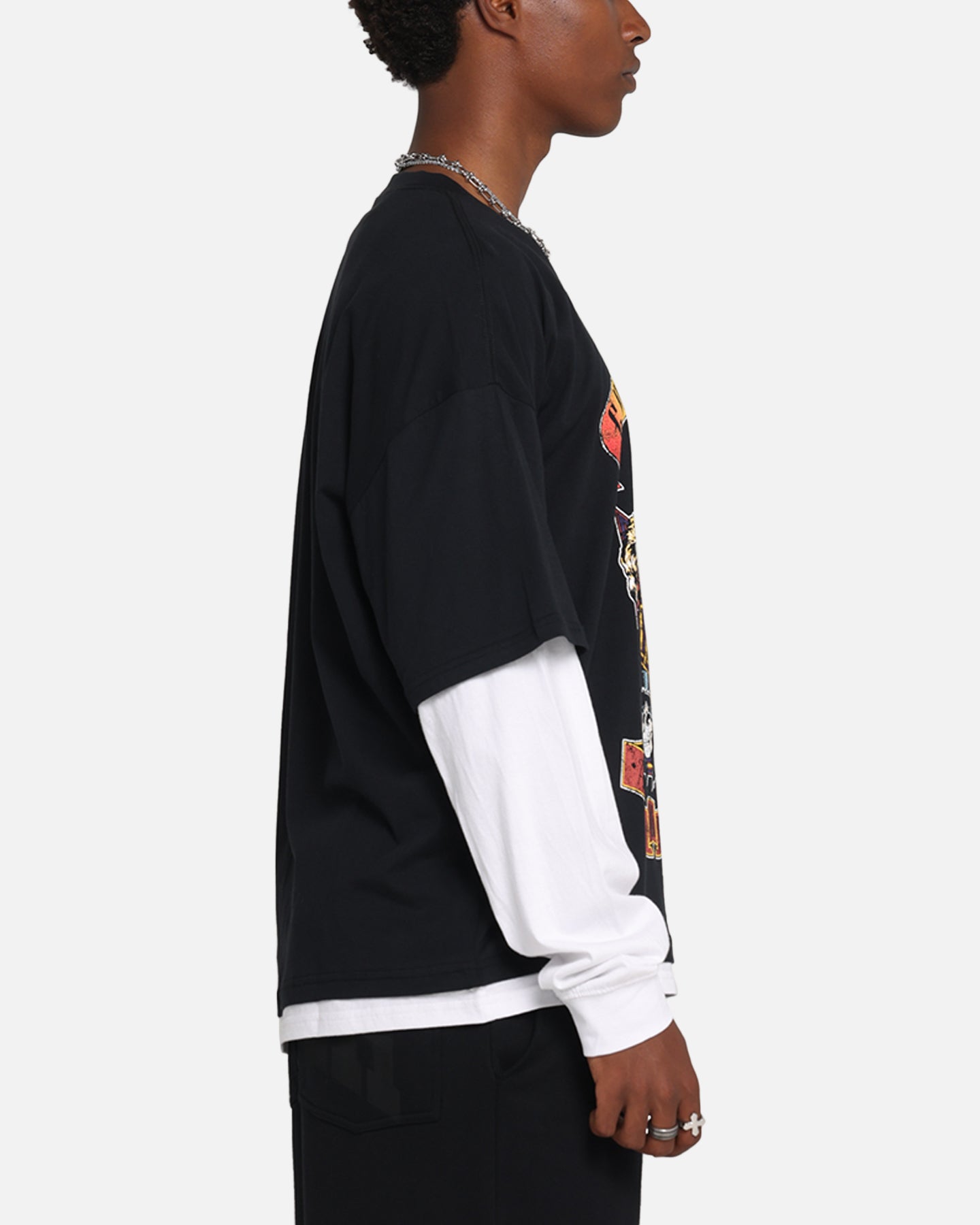 G N Roses Roses Layered Long Sleeve T-Shirt Black Wash、mySite、zt4zffjzw