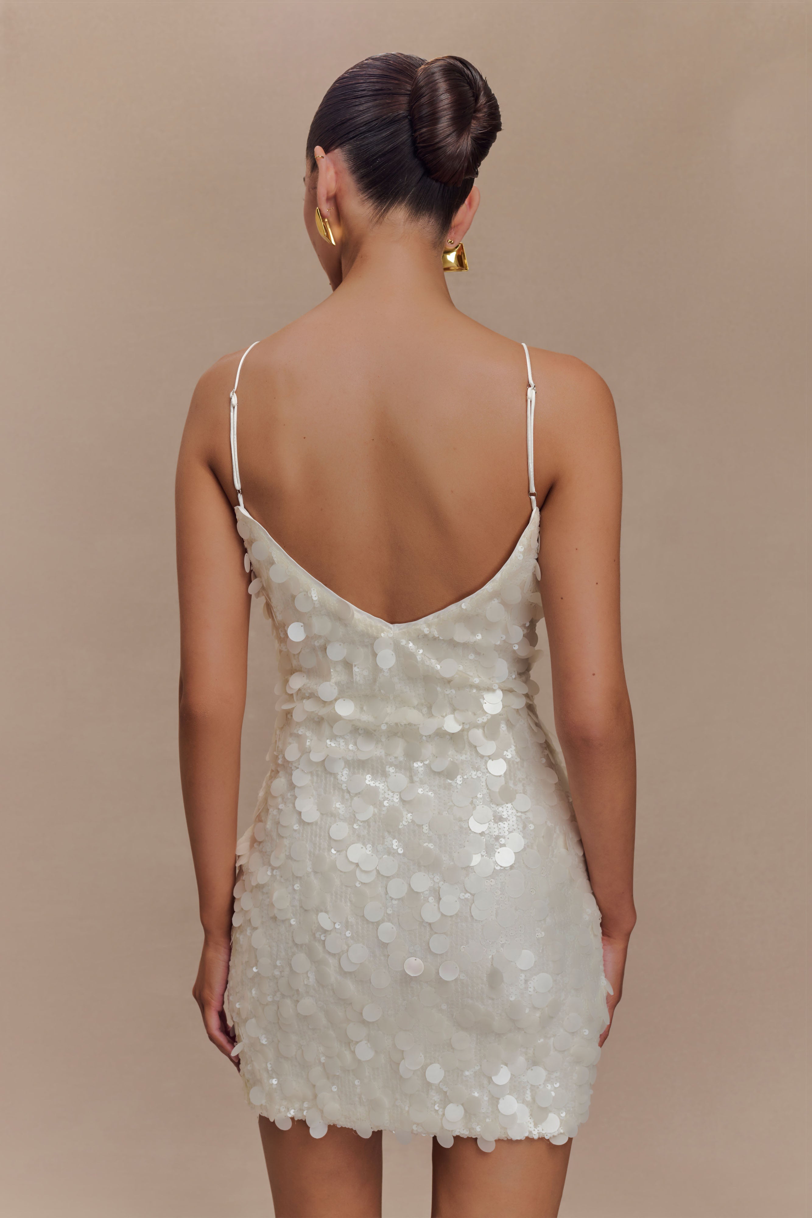 Romilly Sequin Mini Dress - Ivory、mySite、solidvoid