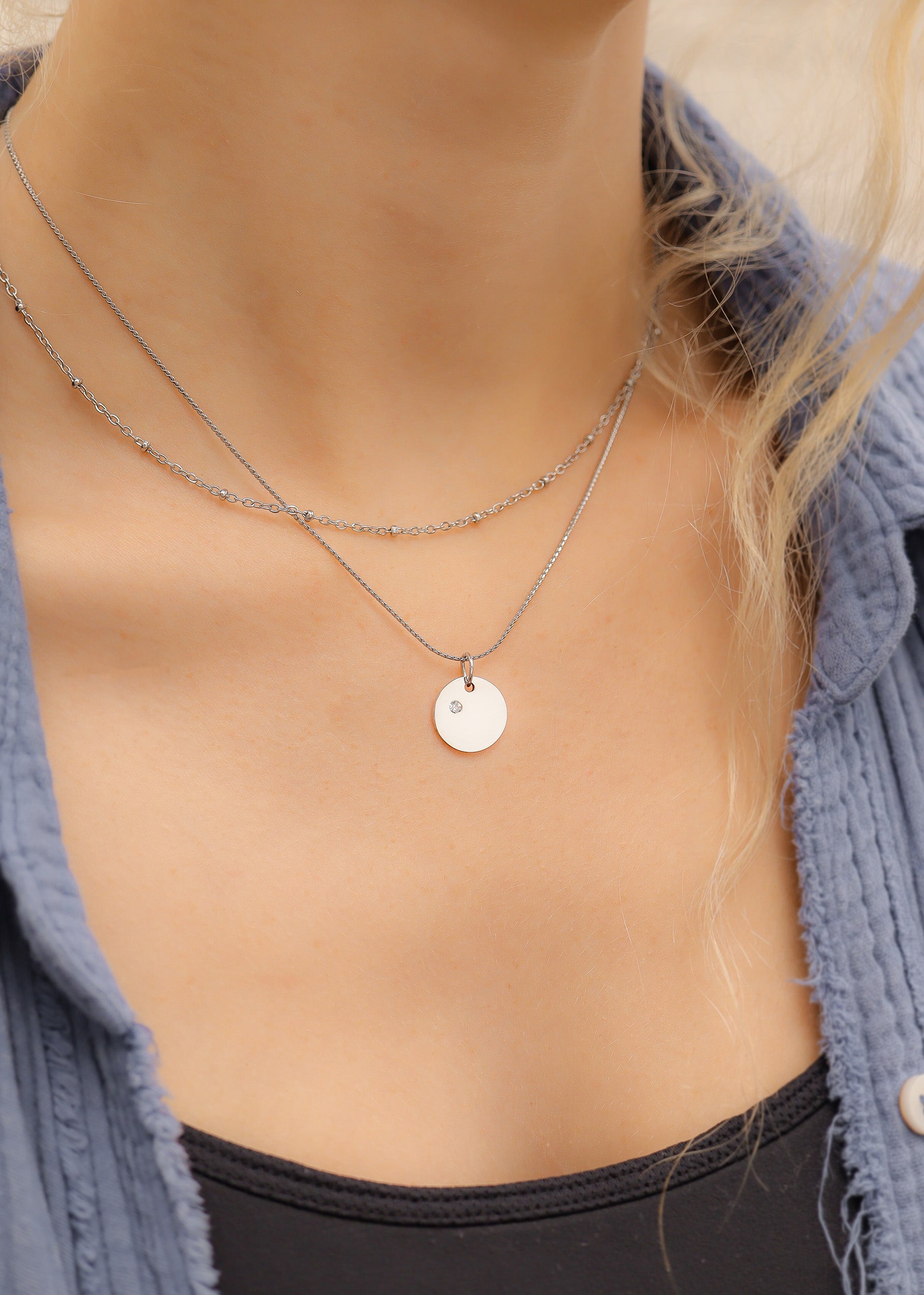 Stainless Steel 1/2 CZ Birthstone Blank Circle Pendant / SBB0109、mySite、dreamappss