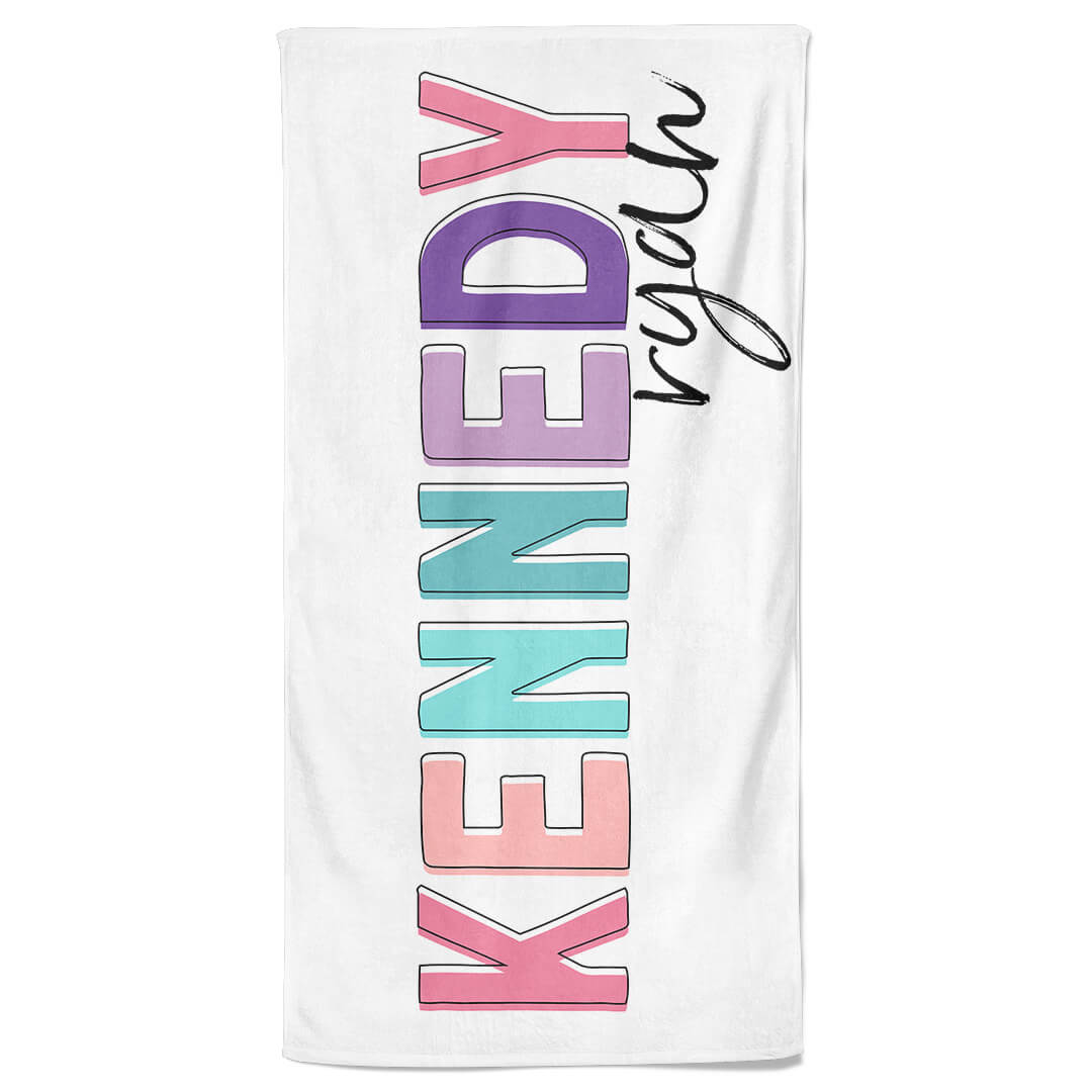  Bright Color Block Personalized Kids Beach Towel、mySite、layawaytickets