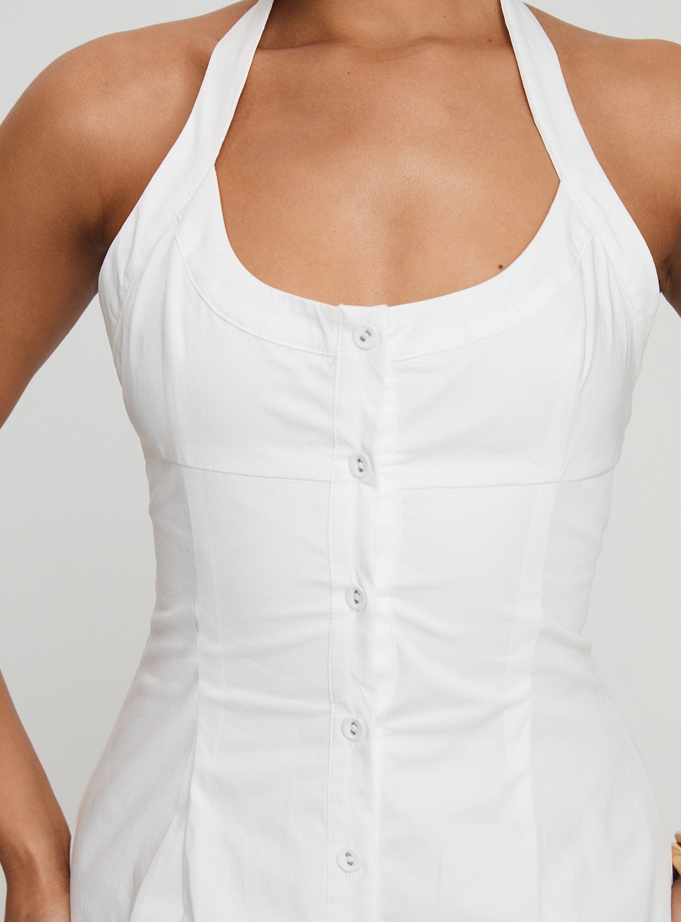 Mallorie Halter Mini Dress White、mySite、solidvoid