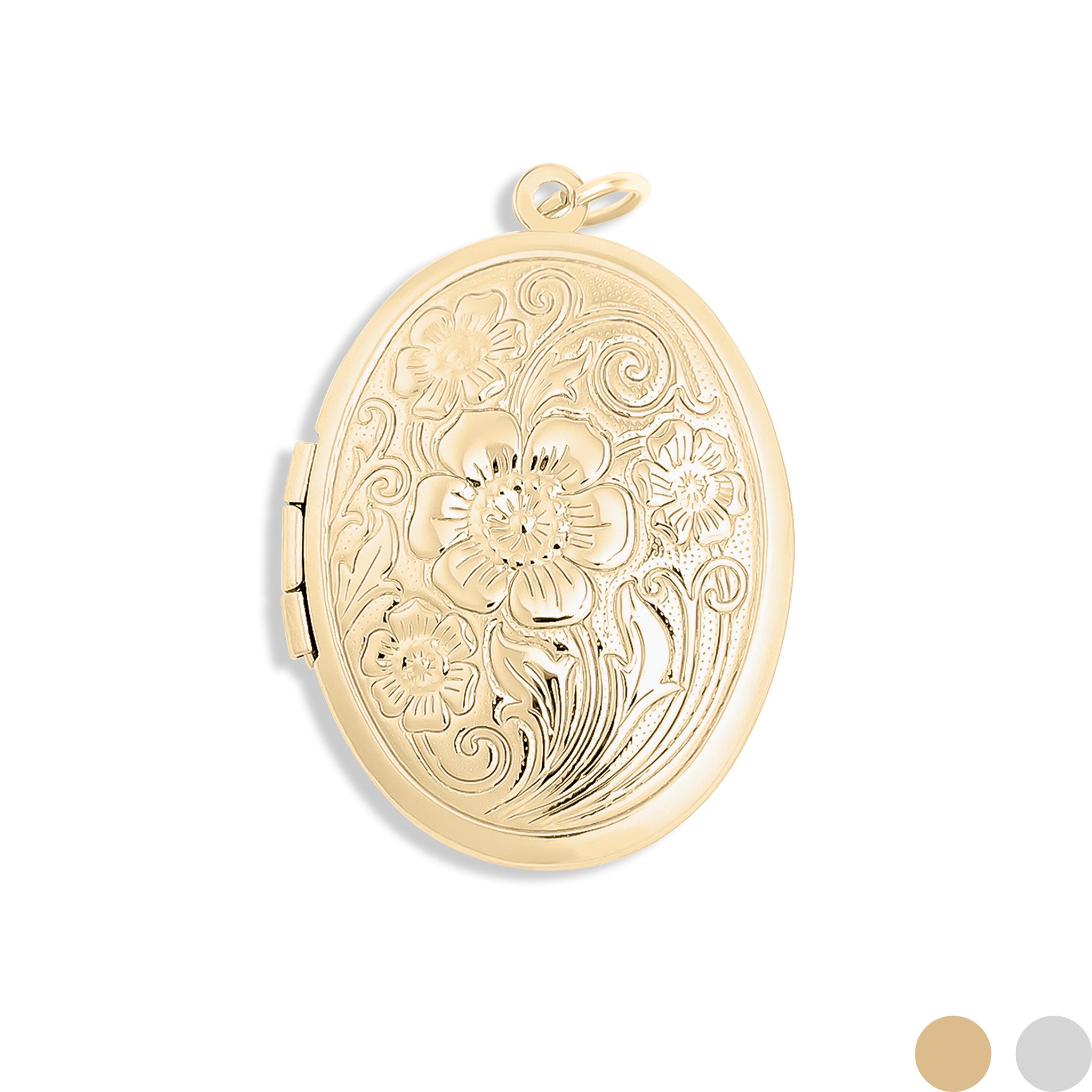 18K Gold PVD Stainless Steel Textured Oval Locket / PDL0245、mySite、dreamappss