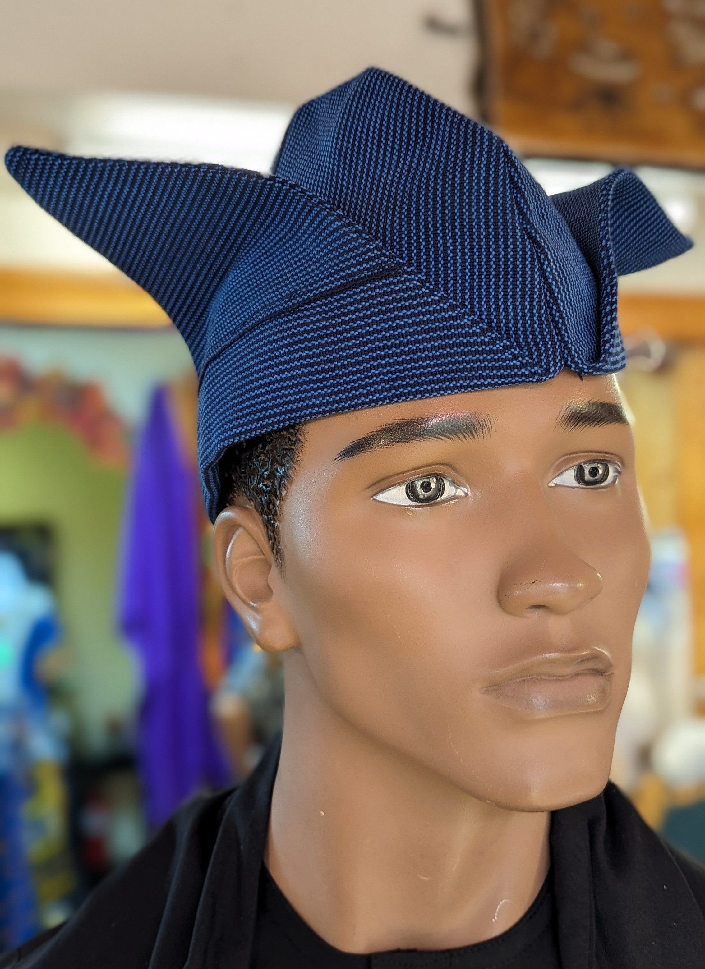 Dupsie's Blue Orin Aso Oke Abeti-Aja Kufi Cap Hat DPHSOB10、mySite、solidvoid