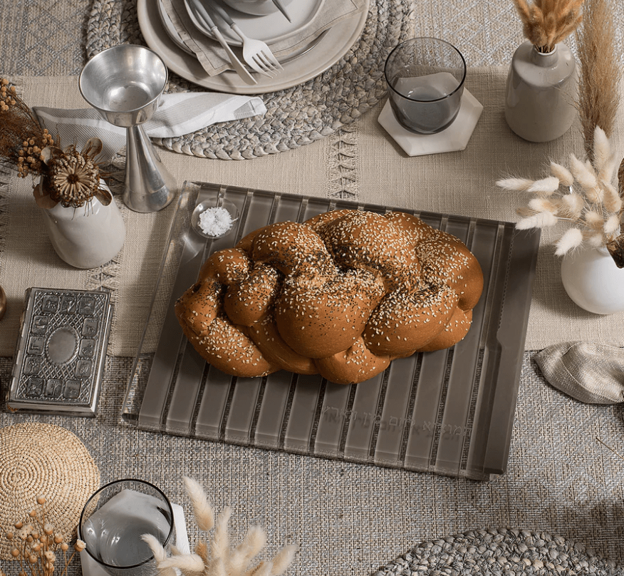 Striped Acrylic Challah Board + Knife - Gray、mySite、topwebapps