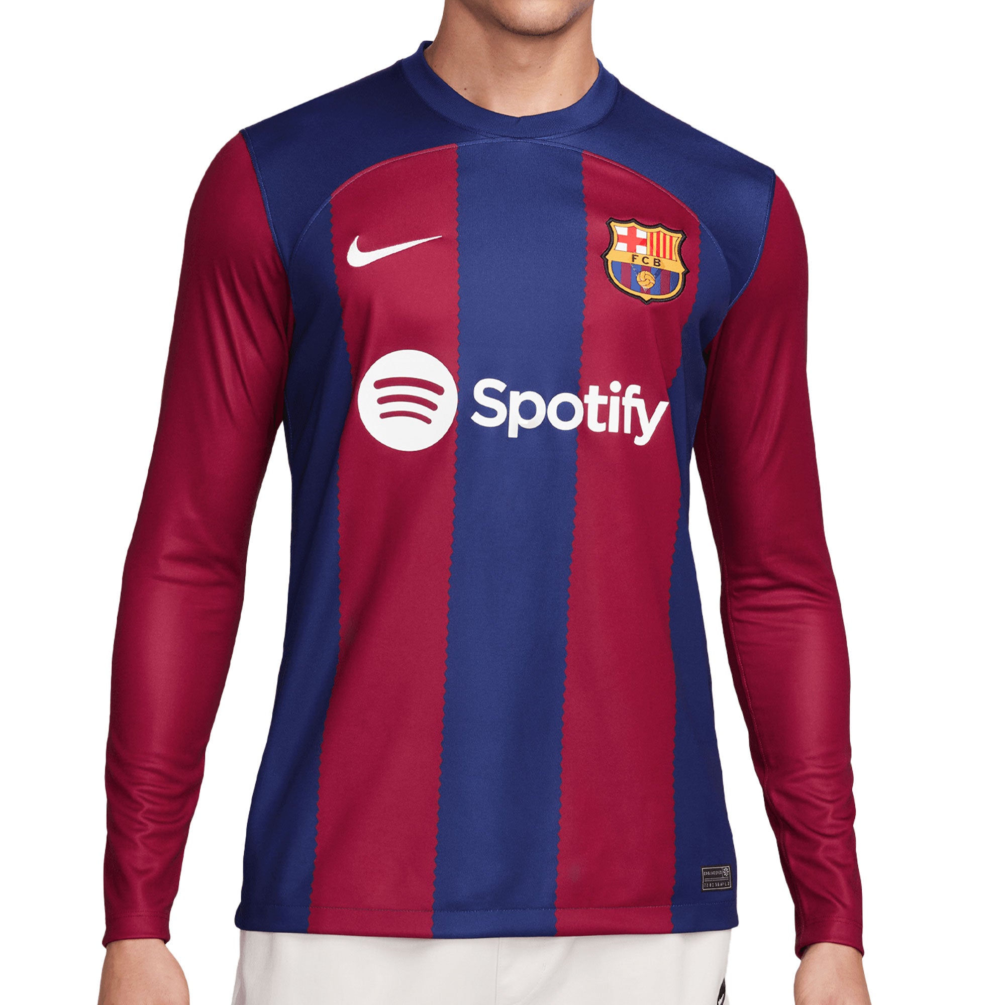 Nike Men's FC Barcelona 2023/24 Long Sleeve Home Jersey Red/Blue、mySite、noshort