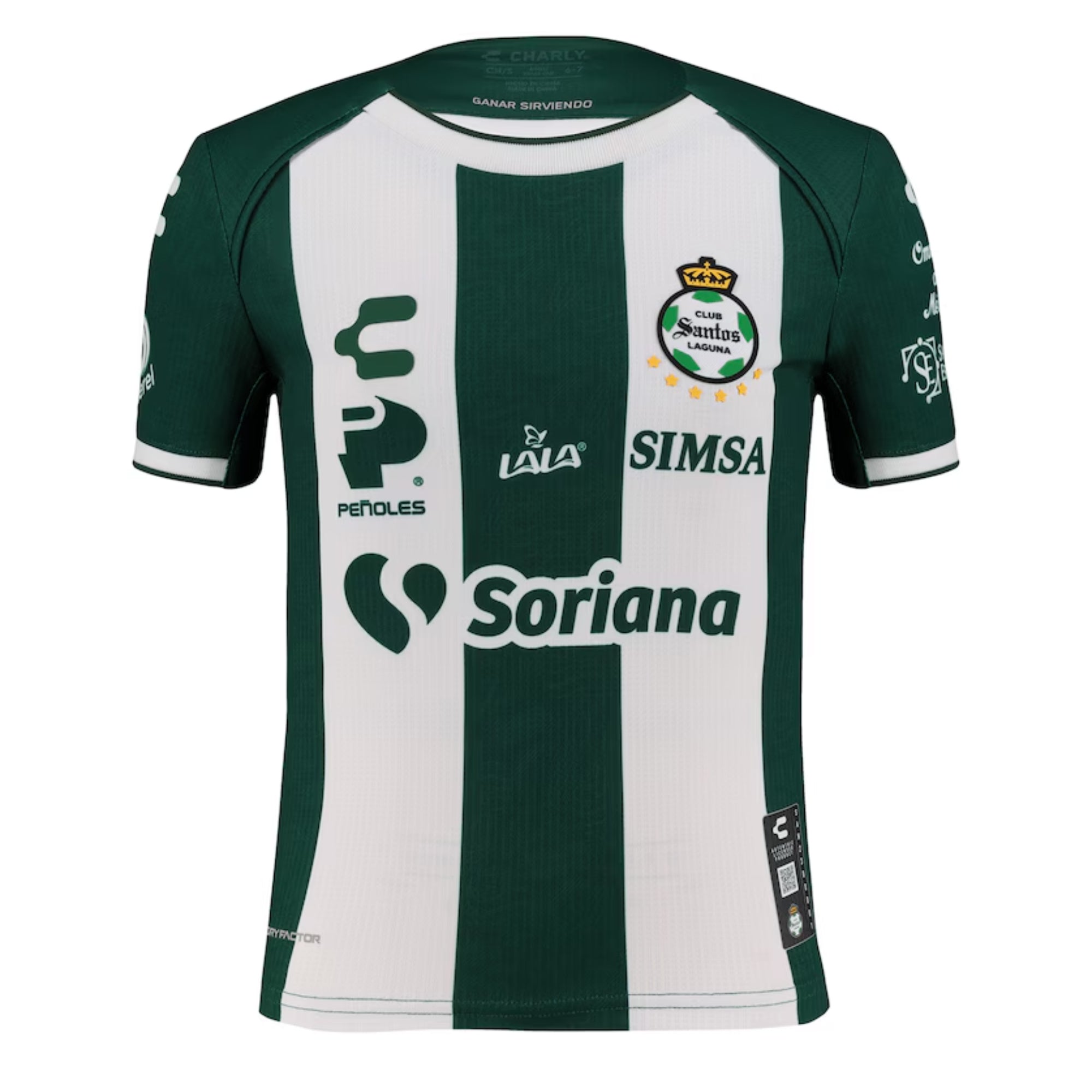 Charly Kids Santos Laguna 2024/25 Authentic Home Jersey White/Green、mySite、noshort
