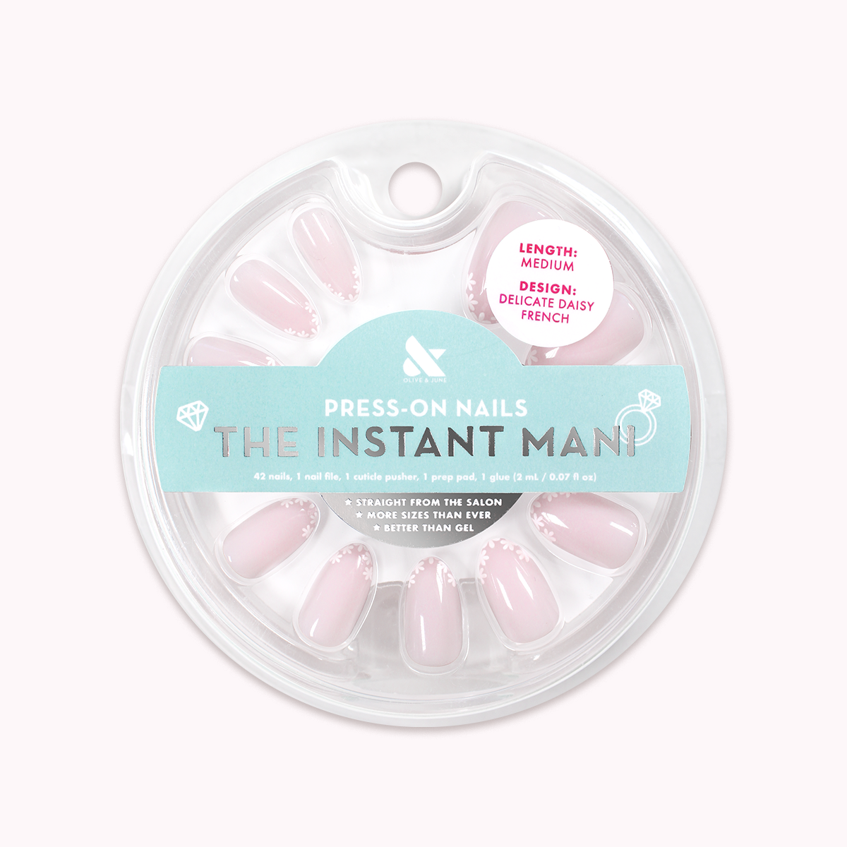 Delicate Daisy French - Press-On | Medium | Almond、mySite、solidvoid