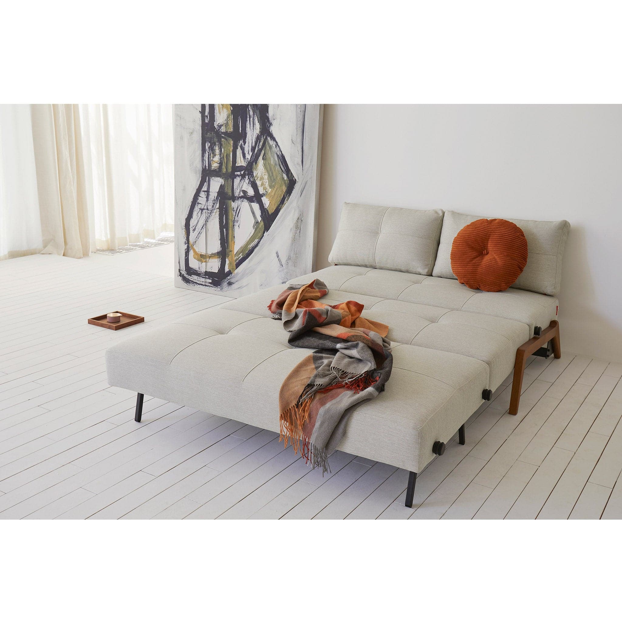 Cubed Full Size Sofa Bed With Dark Wood Legs、mySite、neckold