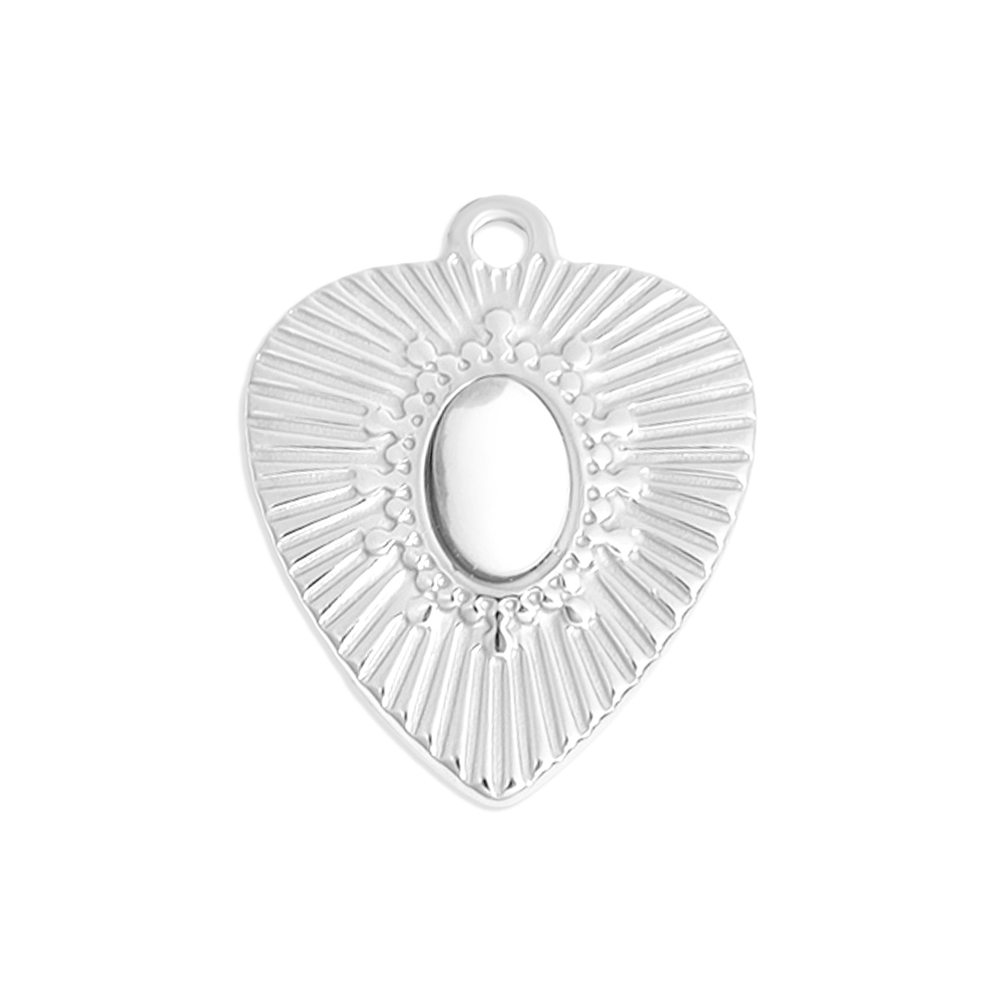 18K Gold PVD Stainless Steel Sunburst Heart Semi Precious Stone Charm / PDL0120、mySite、dreamappss