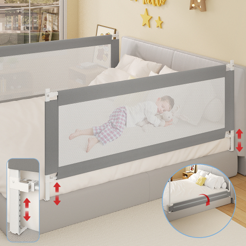 Bed Rail for Toddlers, Detachable Baby Bed Rail Guard, Suitable for Queen, Full, Bed Rails for Toddlers and Baby(Grey, 78.7", 2 Side)、、casual