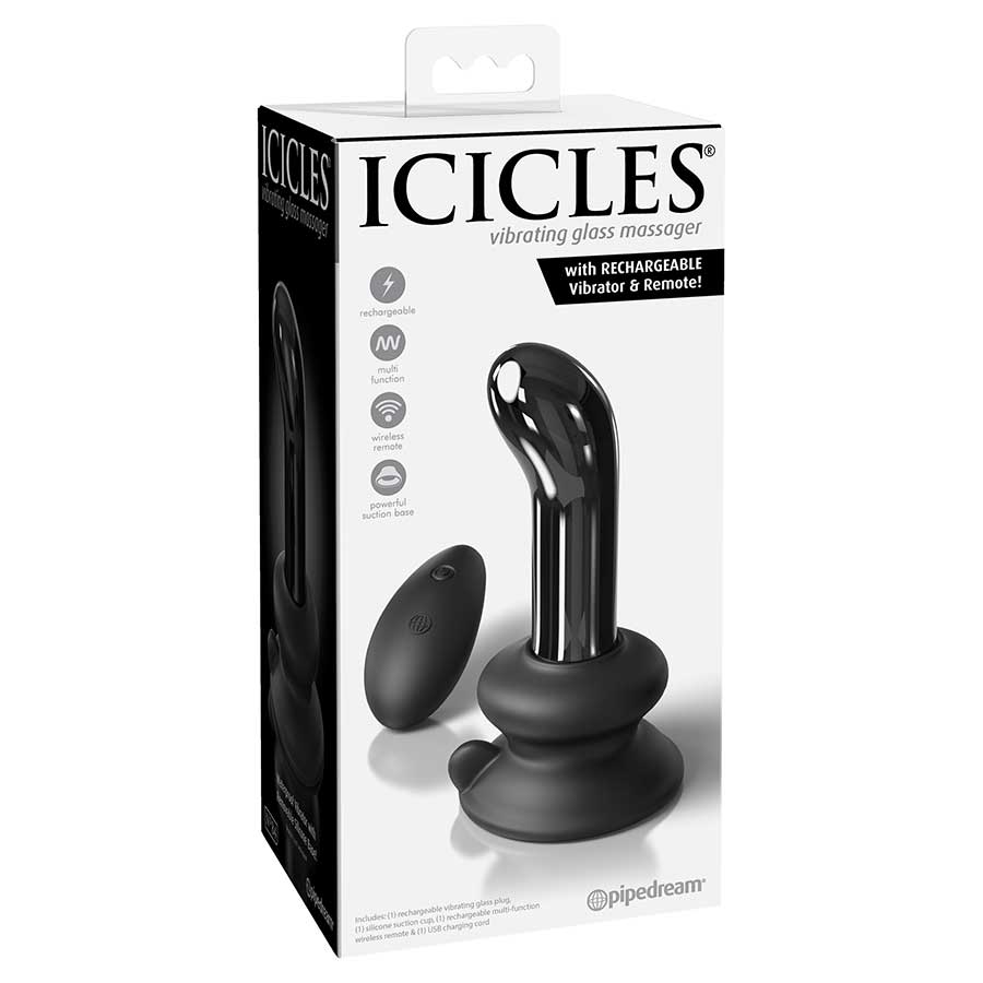 Icicles No. 84 Black Vibrating Glass Prostate Massager by Pipedream、mySite、bottomscart
