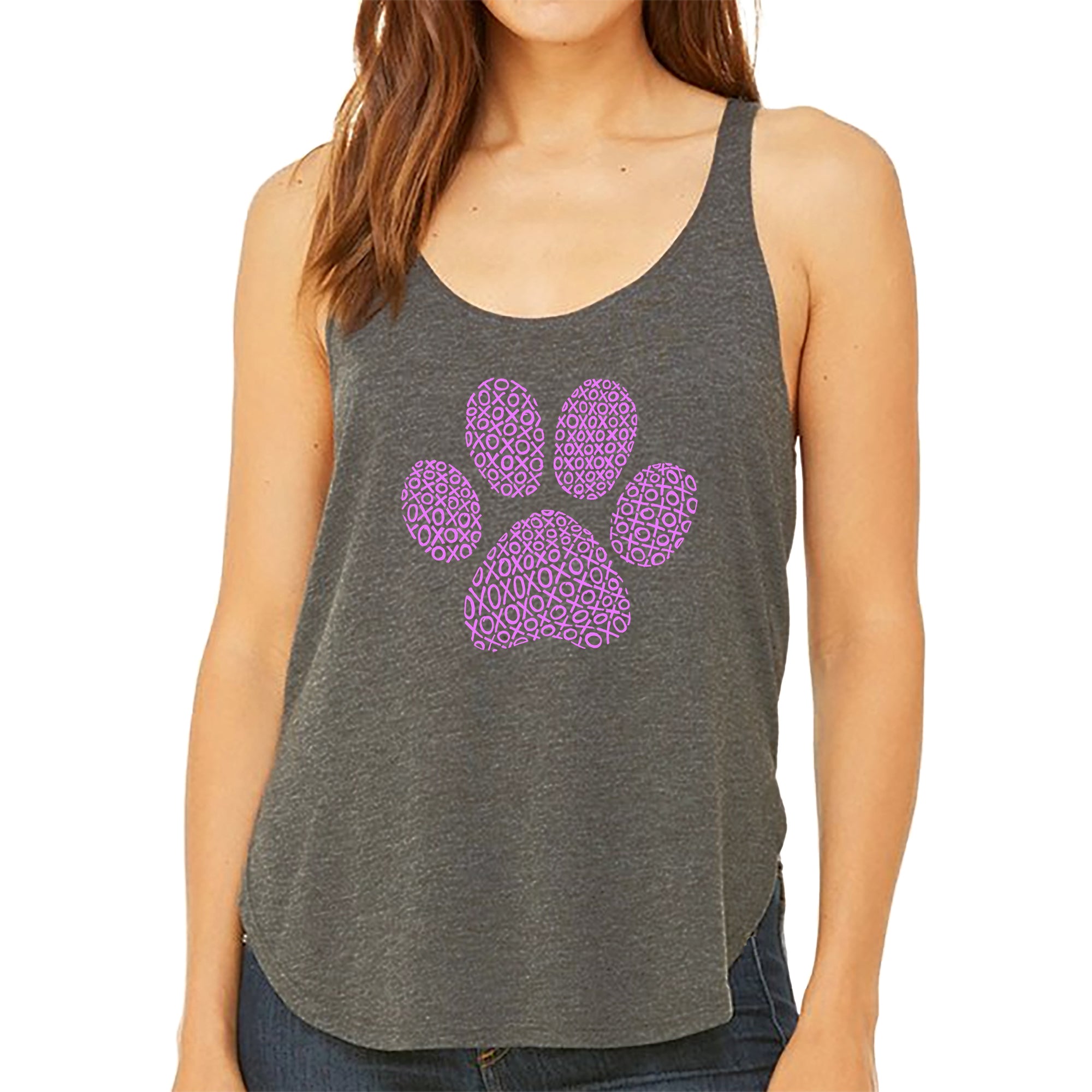 XOXO Dog Paw - Women's Premium Word Art Flowy Tank Top、mySite、camillekostekn