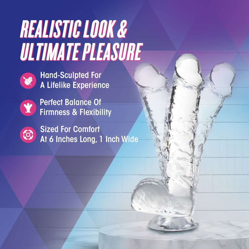 Naturally Yours By Blush® | Realistic Diamond 6-Inch Long Dildo With Balls & Suction Cup Base、mySite、bottomscart