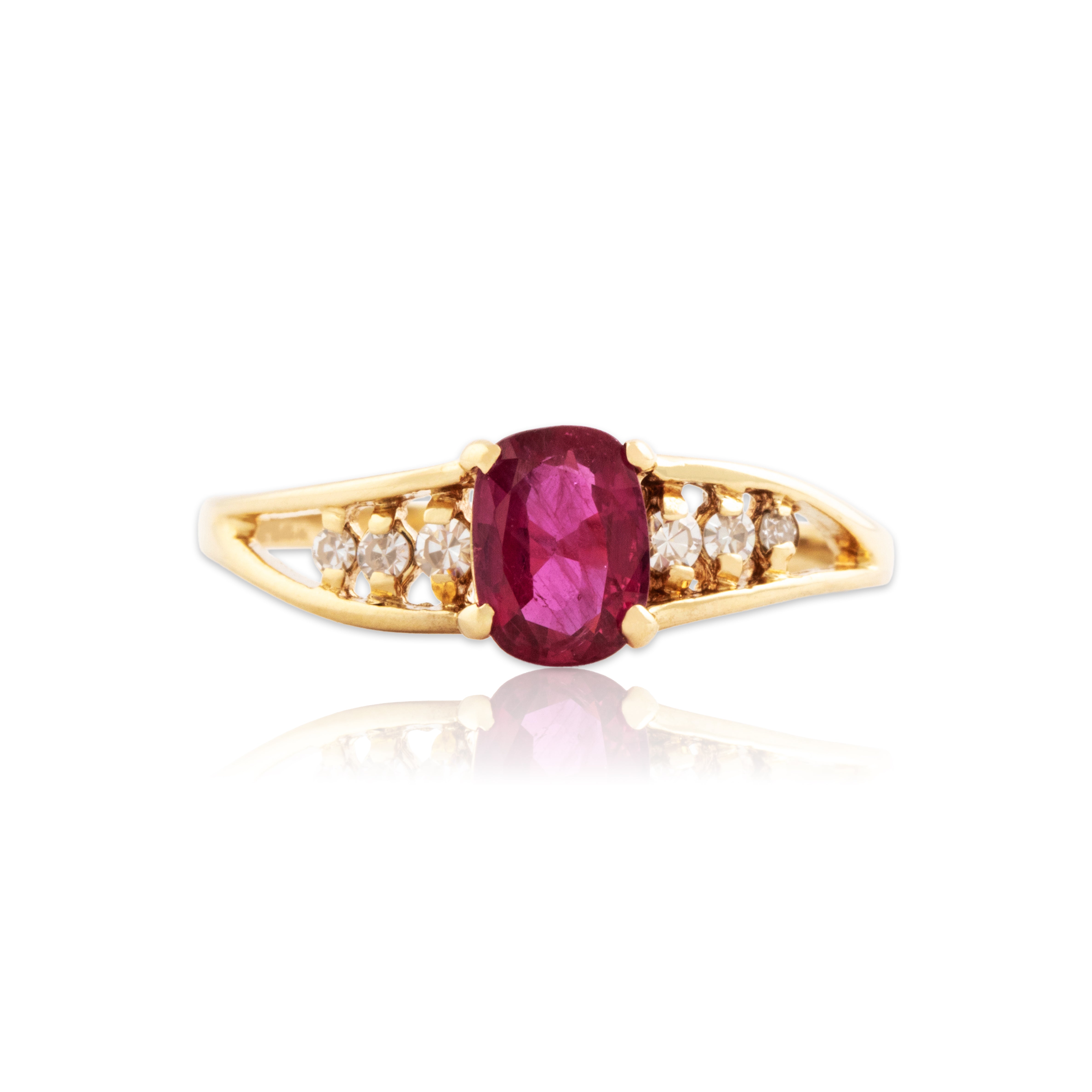 Vintage 14k Yellow Gold .75ct Ruby Diamond Crimson Ring 7.25、mySite、hinf8tx79
