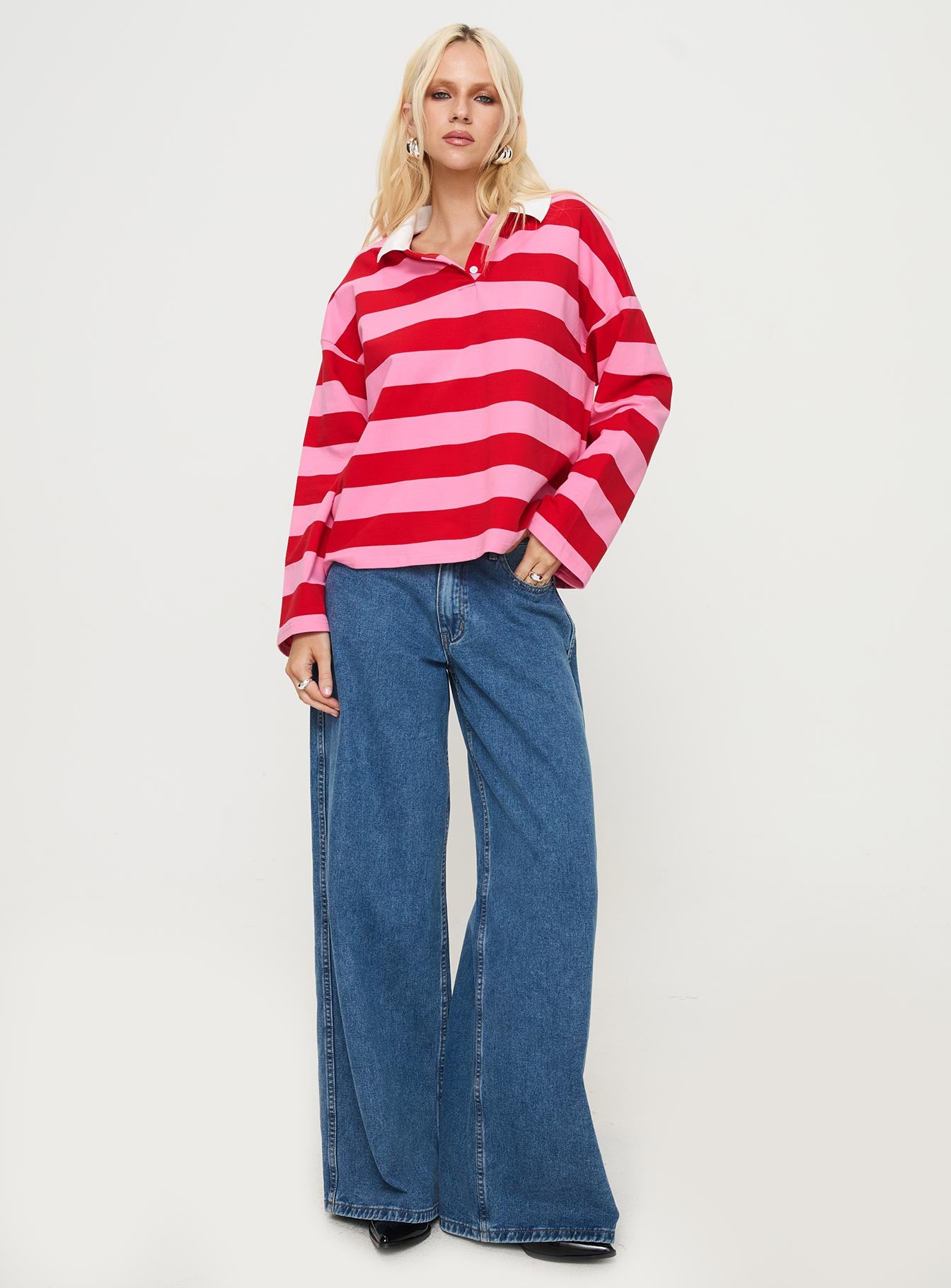 Felivand Collared Sweater Pink / Red、mySite、solidvoid