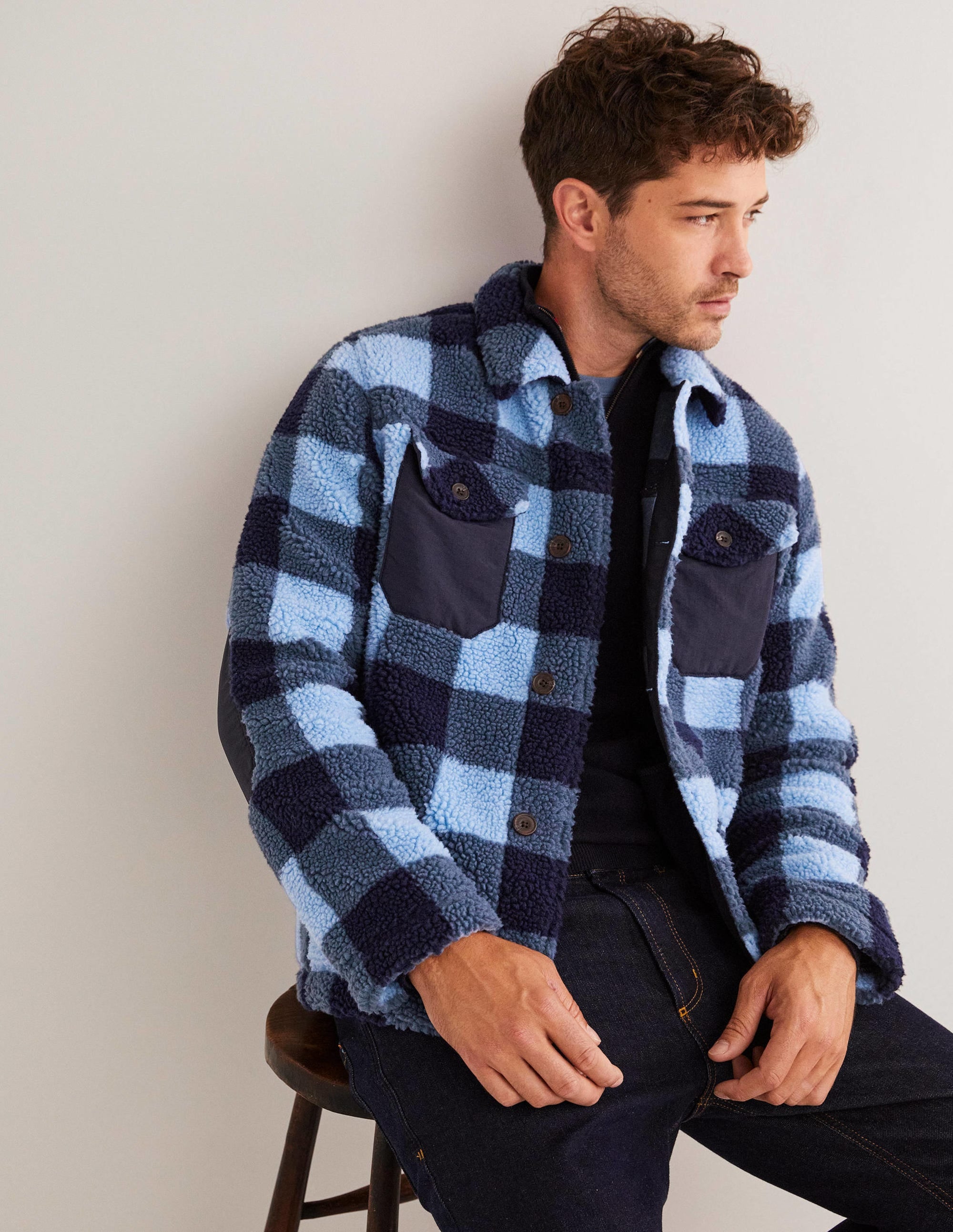  Sherpa Button up Shacket-Blue Check、mySite、ashleygrahame